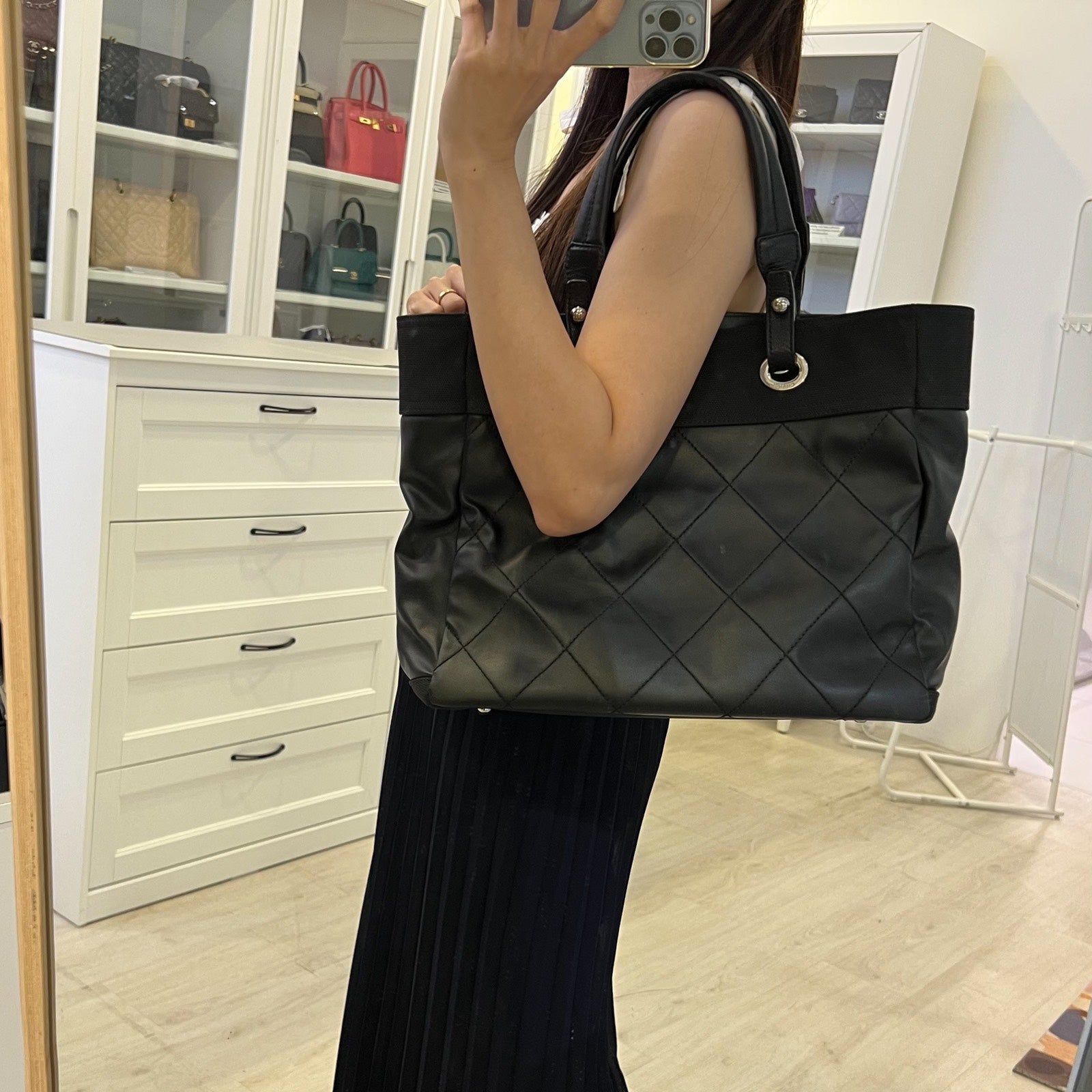 Chanel Biarritz Large Tote in Black Tote Bag - Rovelle Bags