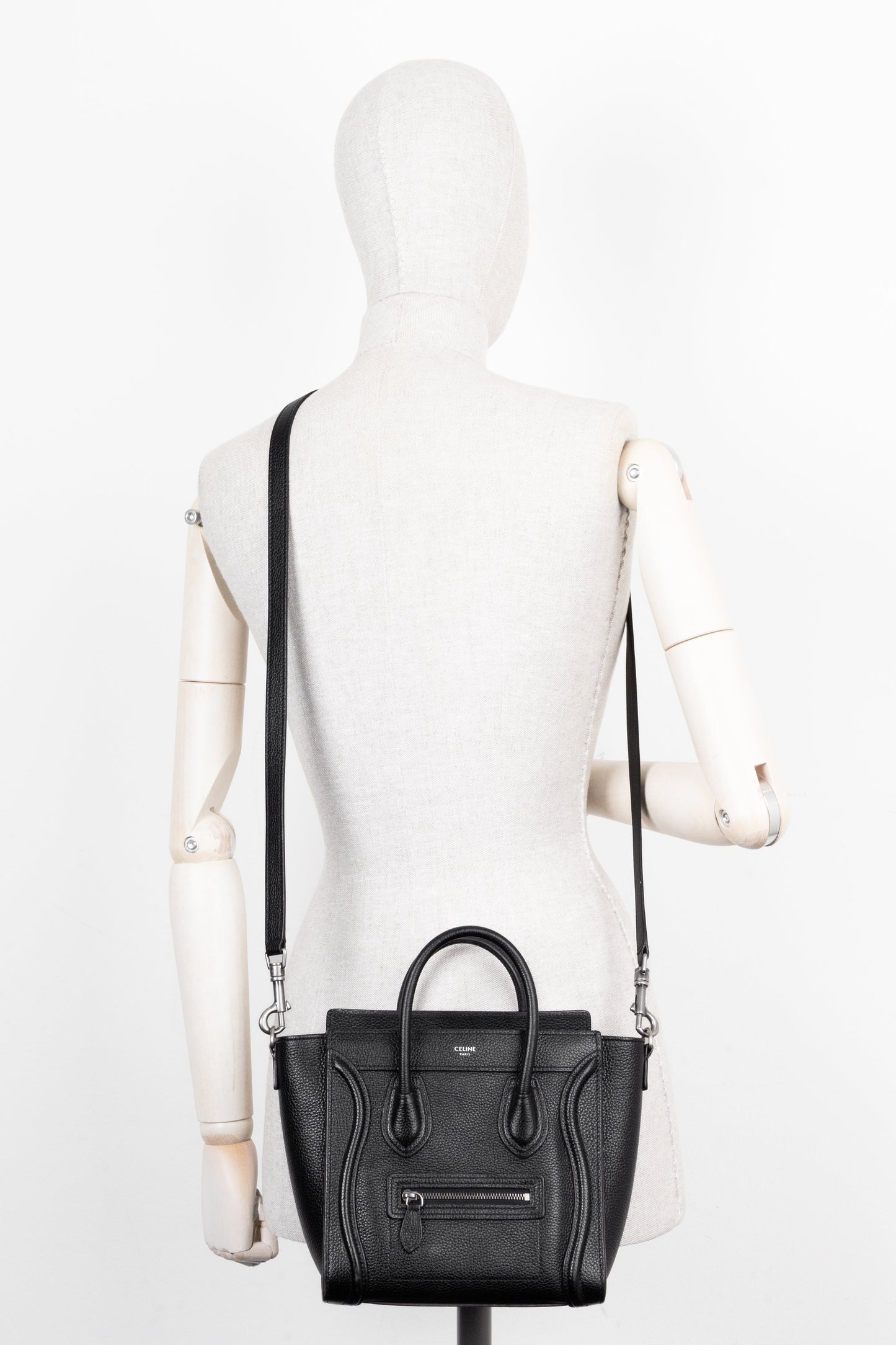 CELINE Nano Luggage Crossbody Bag Black