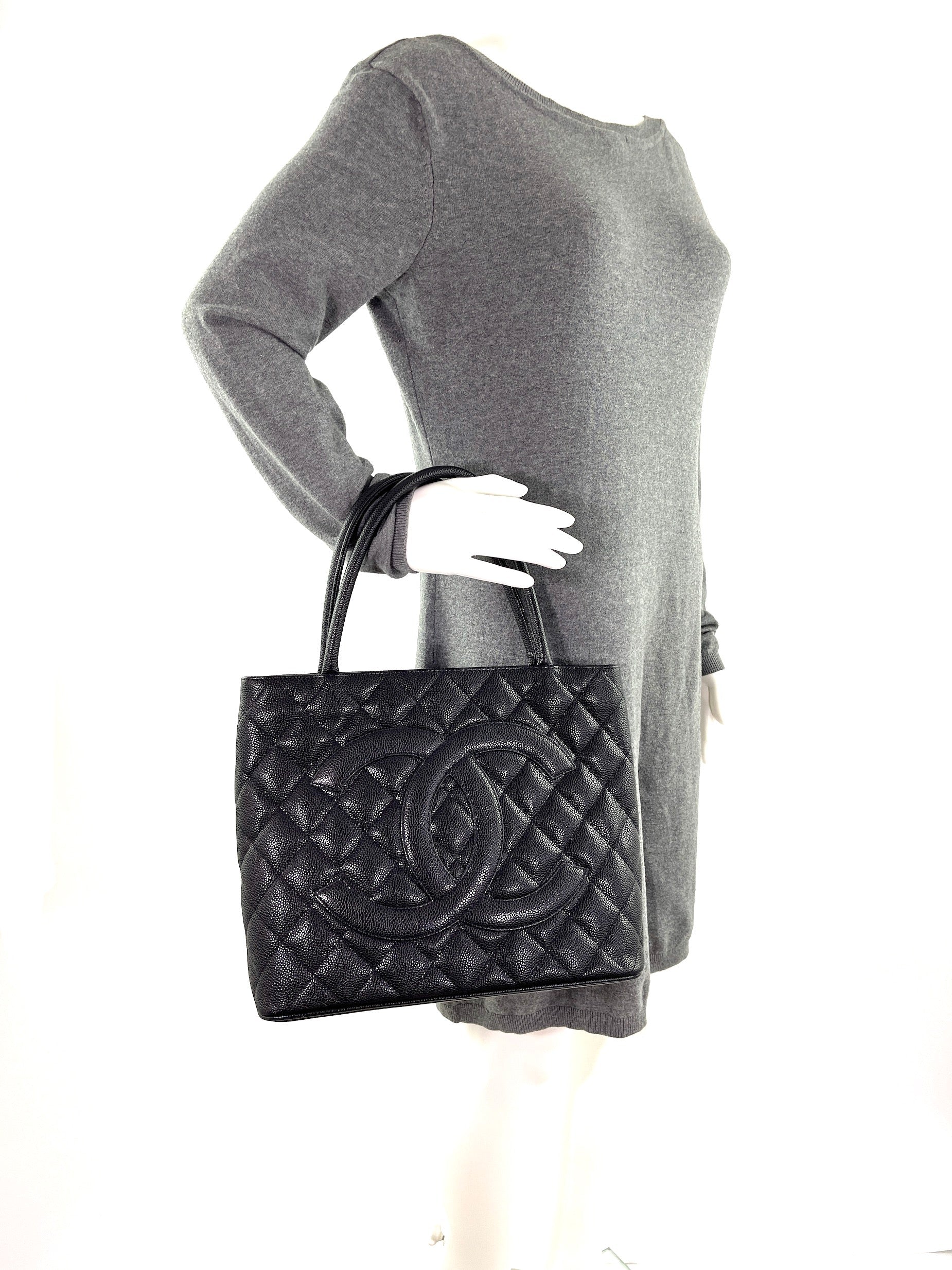 Chanel Black Caviar 2010 Quilted Medallion Tote Bag - Rovelle Bags