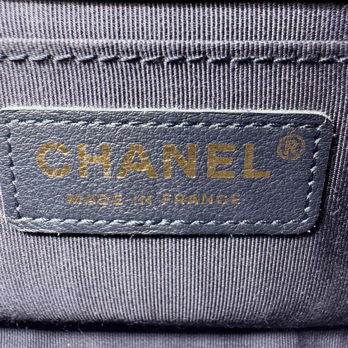 CHANEL Boy Small Braided Leather Shoulder Bag Navy Blue