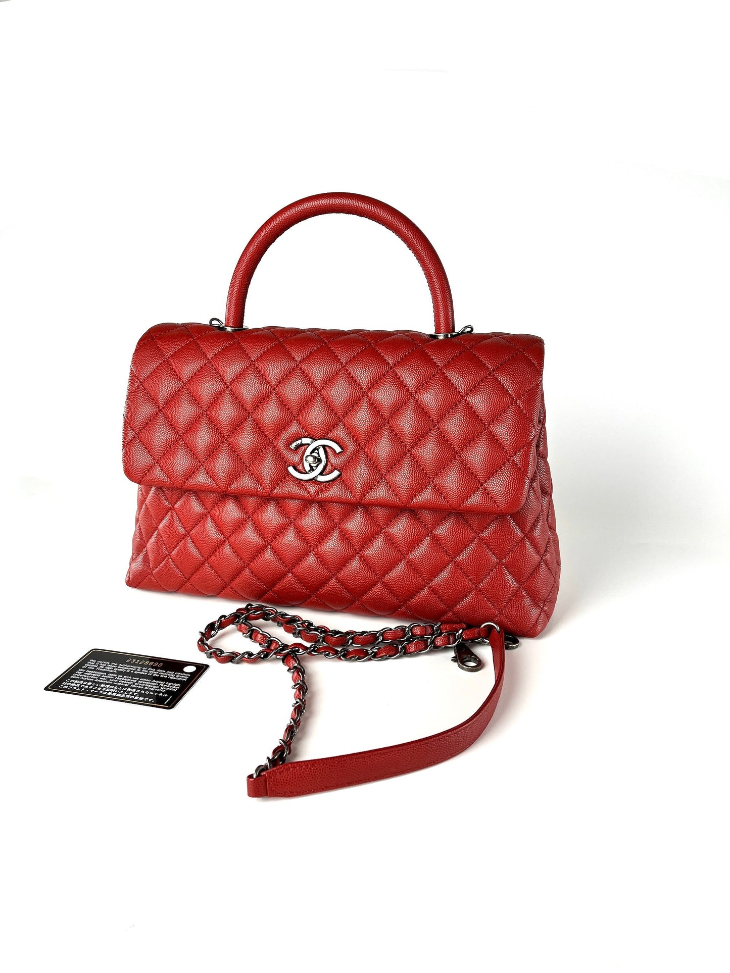 Chanel Red Medium Coco Handle Top Handbag - Rovelle Bags