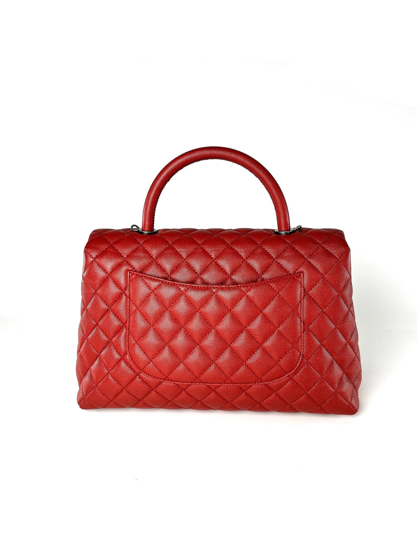 Chanel Red Medium Coco Handle Top Handbag - Rovelle Bags