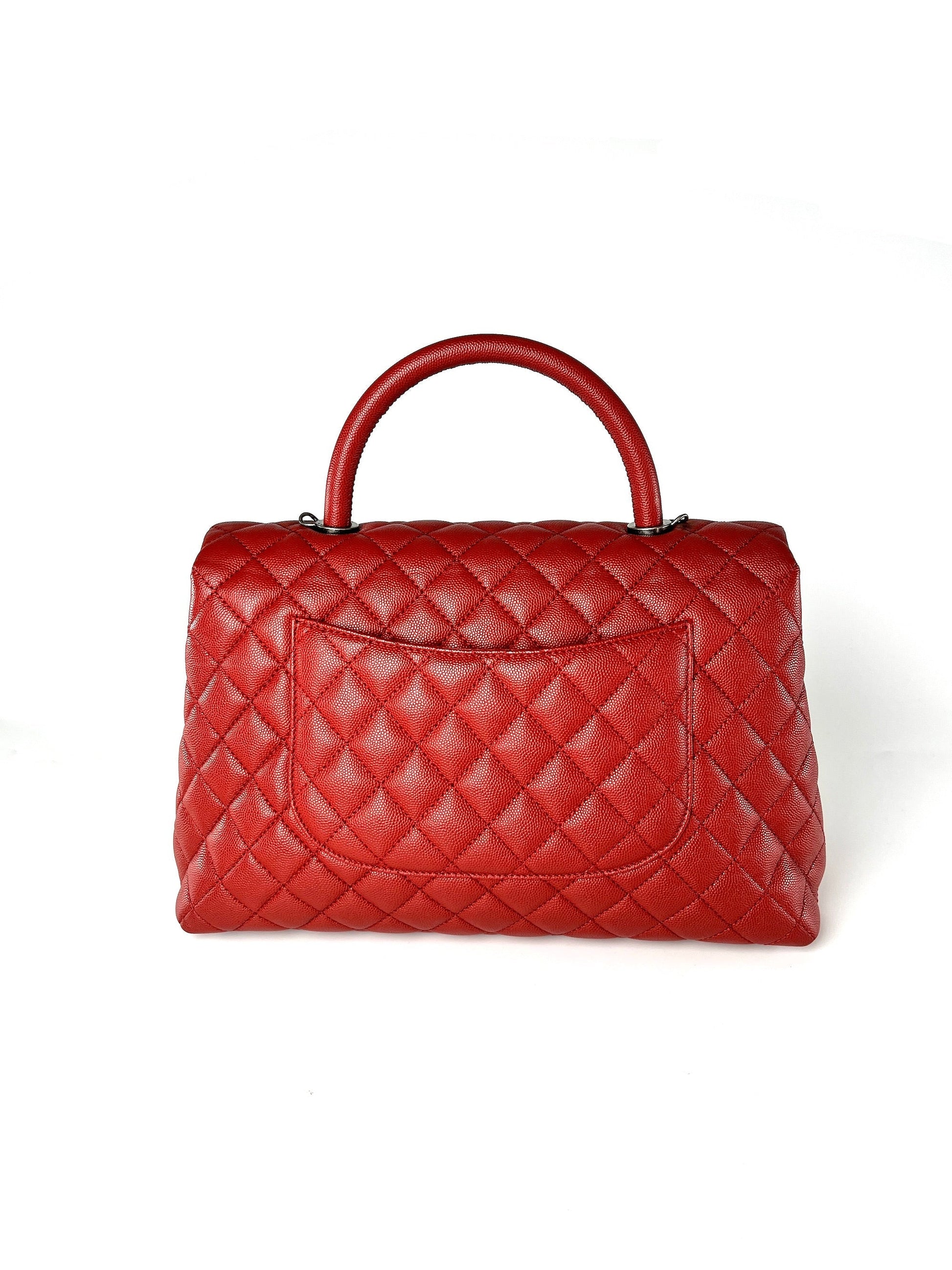 Chanel Red Medium Coco Handle Top Handbag - Rovelle Bags