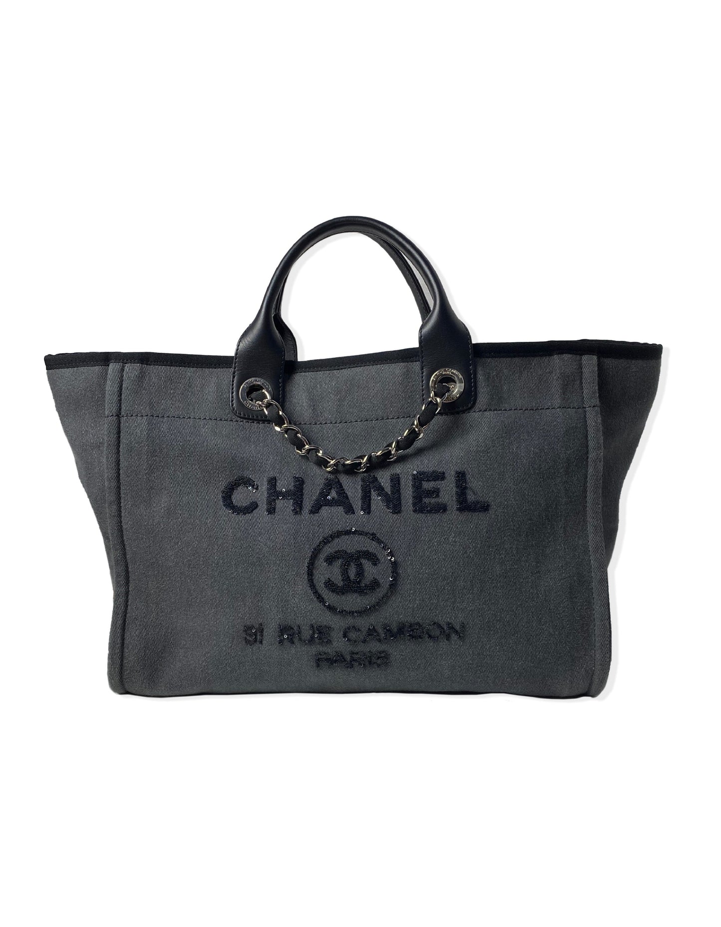 Chanel Black Large Sequins Deauville Tote Tote Bag - Rovelle Bags