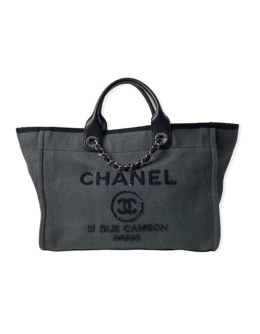Chanel Black Large Sequins Deauville Tote Tote Bag - Rovelle Bags