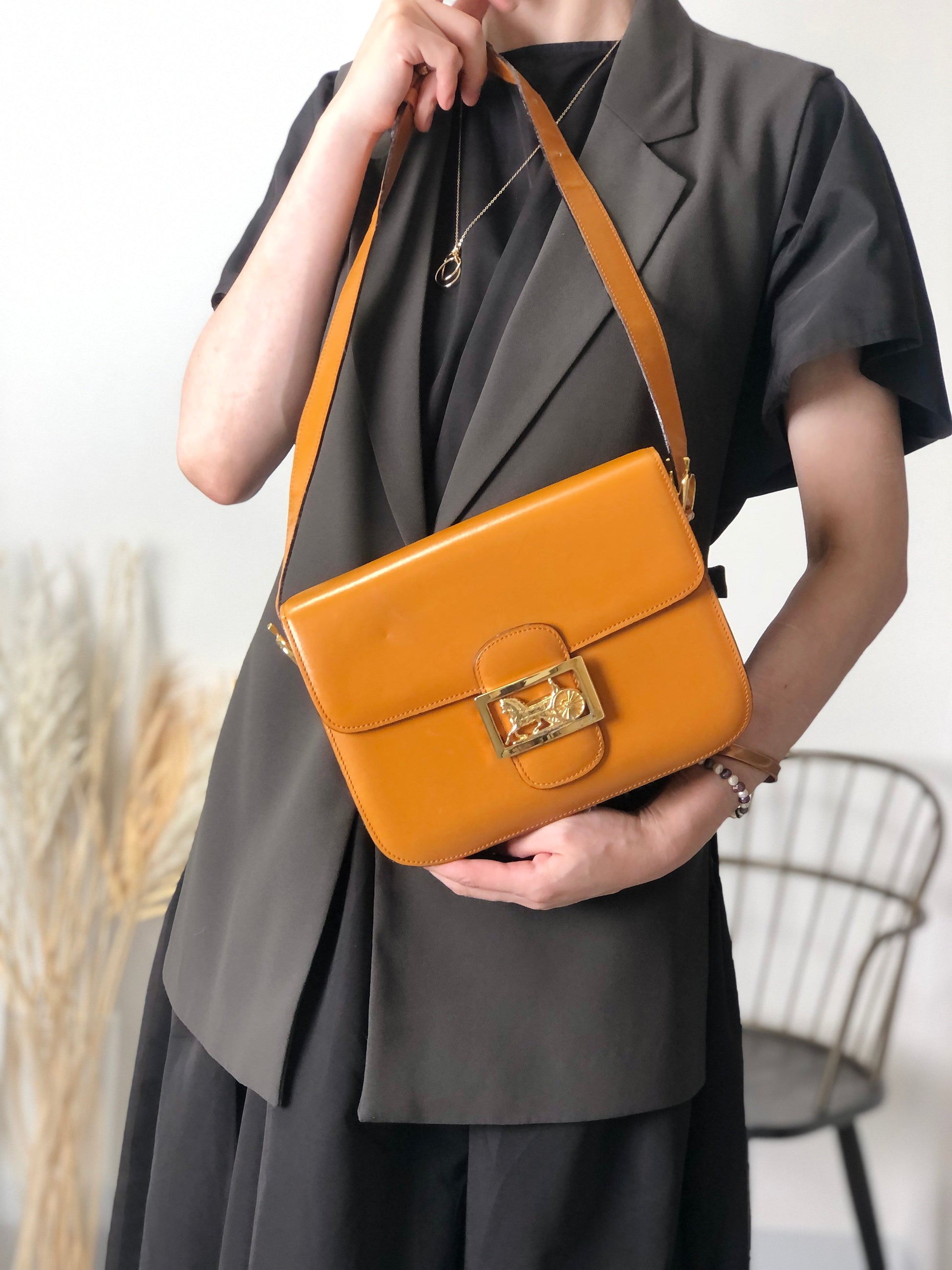 CELINE Horse Carriage Shoulder bag Camel uv4ggf