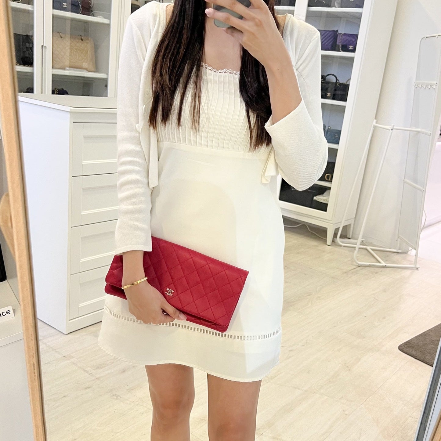 Chanel Foldover Clutch in Dark Pink Clutch Bag - Rovelle Bags