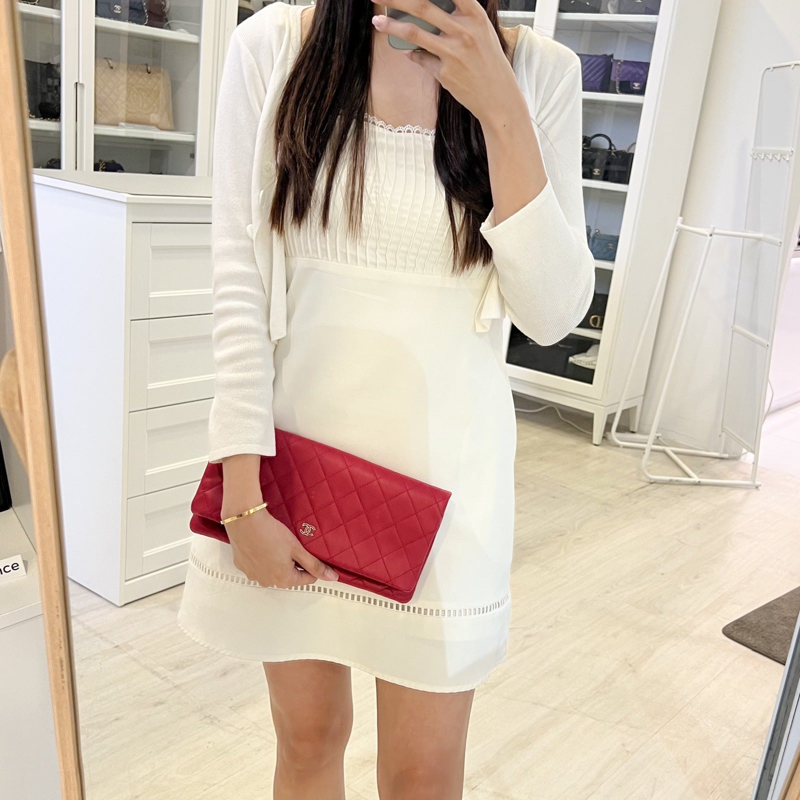 Chanel Foldover Clutch in Dark Pink Clutch Bag - Rovelle Bags