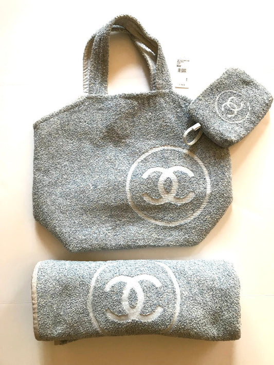 Chanel 2018 CC Terrycloth Beach Tote, Tote Bag - Rovelle Bags