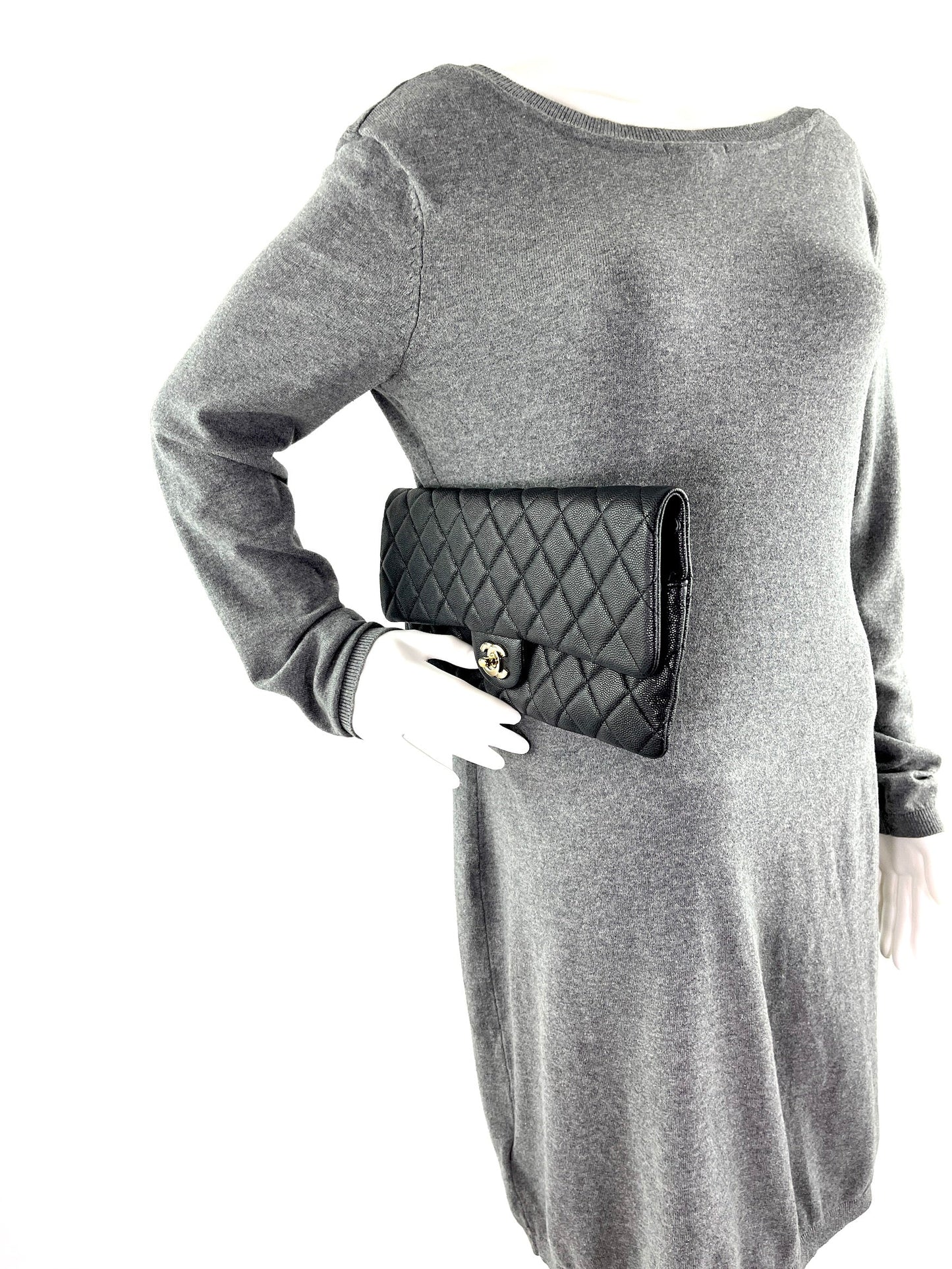 Chanel Classic 2021 Black Quilted Caviar Flap Bag - Rovelle Bags
