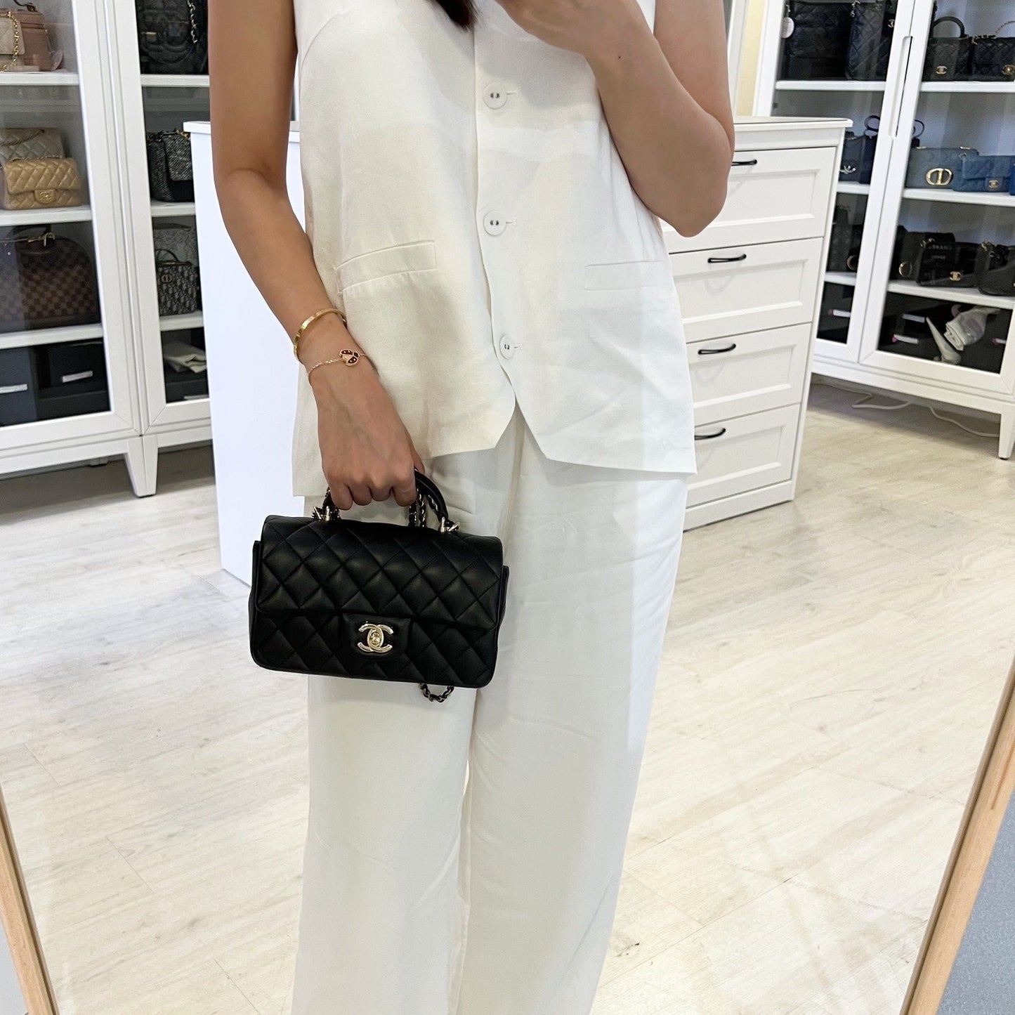 Chanel Classic Top Handle Mini Rectangle Flap Bag - Rovelle Bags