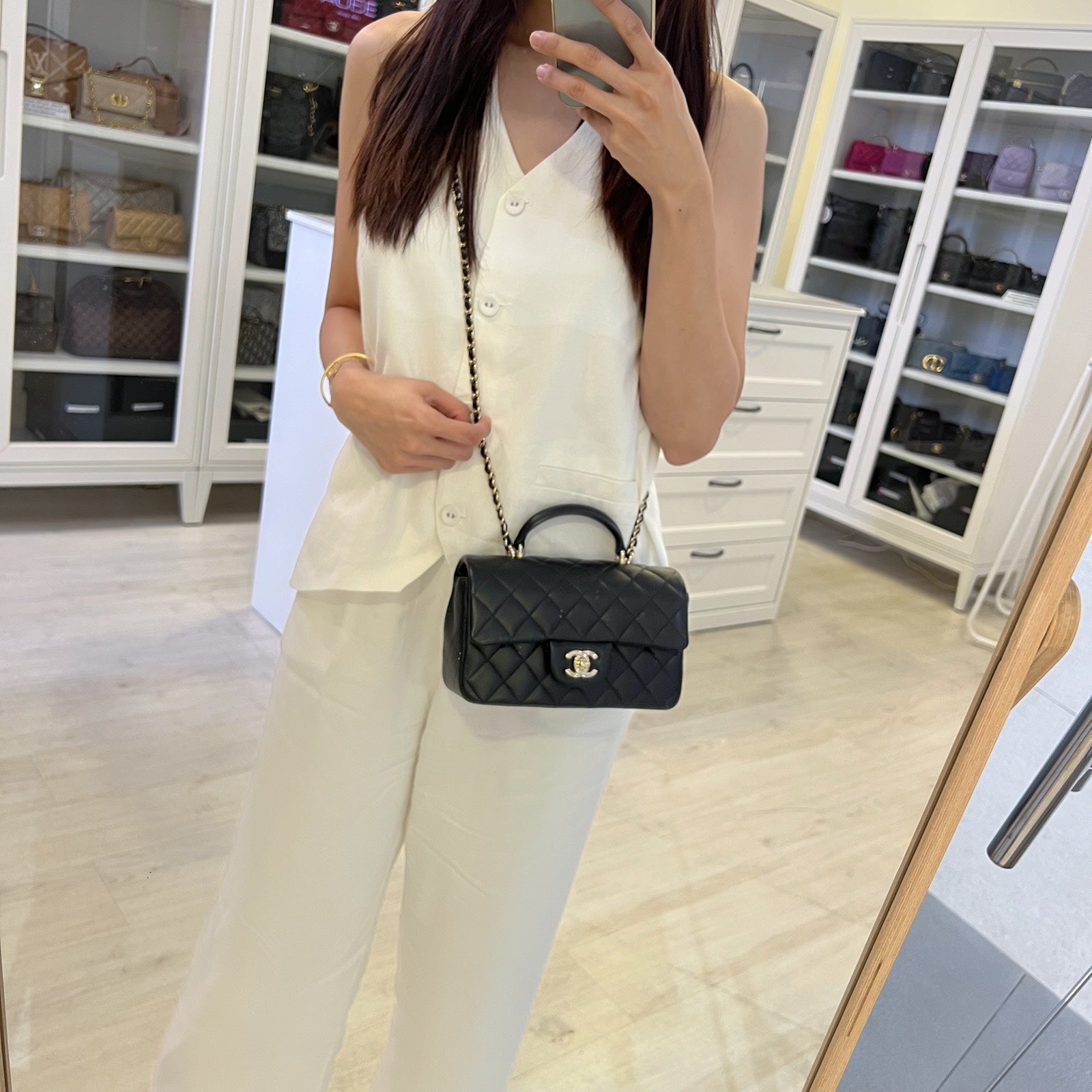Chanel Classic Top Handle Mini Rectangle Flap Bag - Rovelle Bags