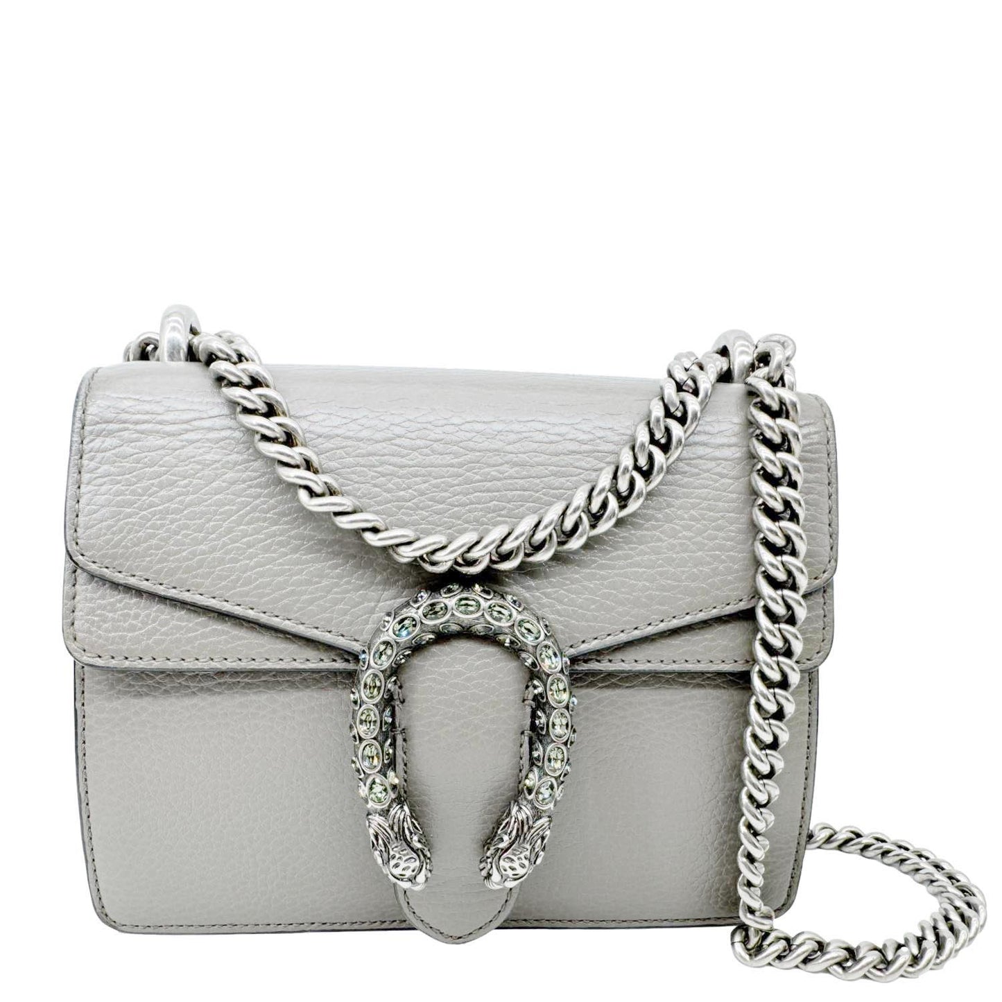GUCCI Dionysus Mini Leather Crossbody Bag Gray 421970
