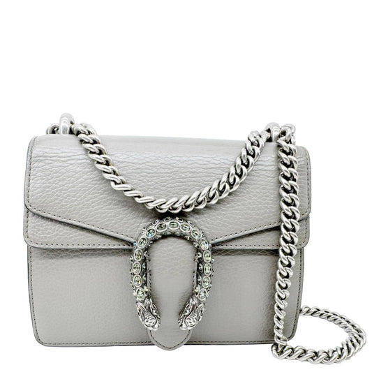 GUCCI Dionysus Mini Leather Crossbody Bag Gray 421970