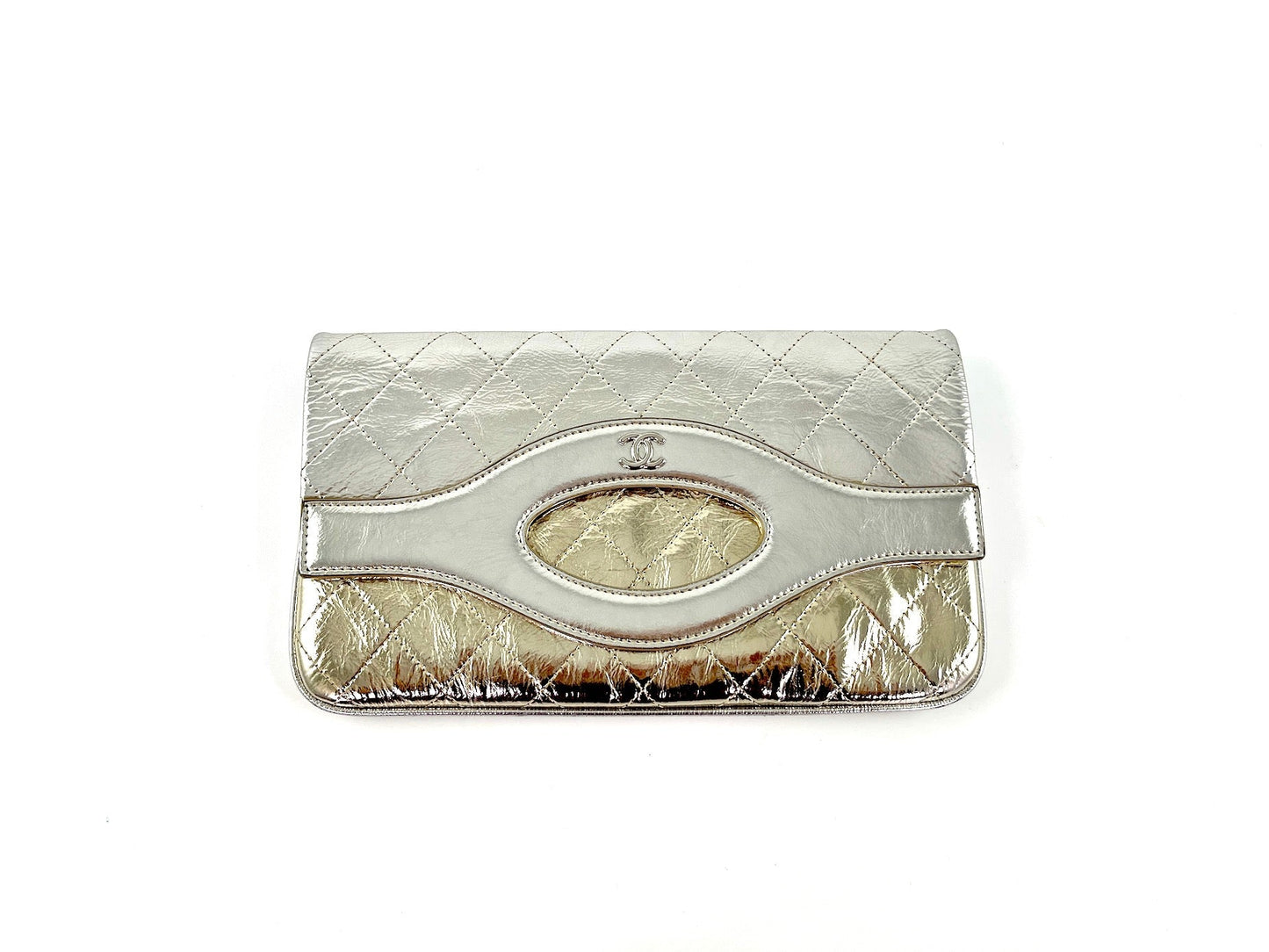 Chanel 2019 Silver Gold Metallic Quilted Flap Bag - Rovelle Bags