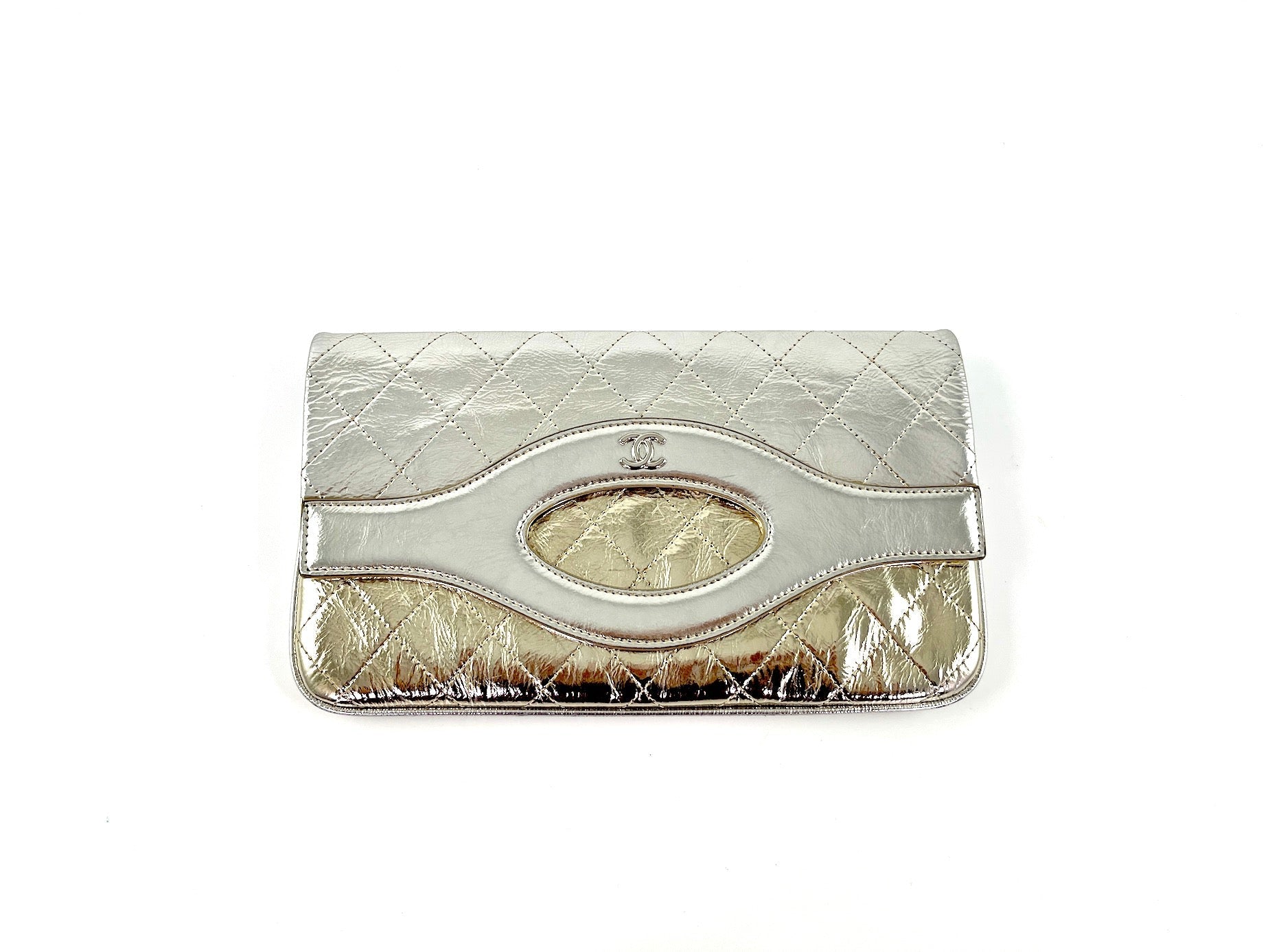 Chanel 2019 Silver Gold Metallic Quilted Flap Bag - Rovelle Bags