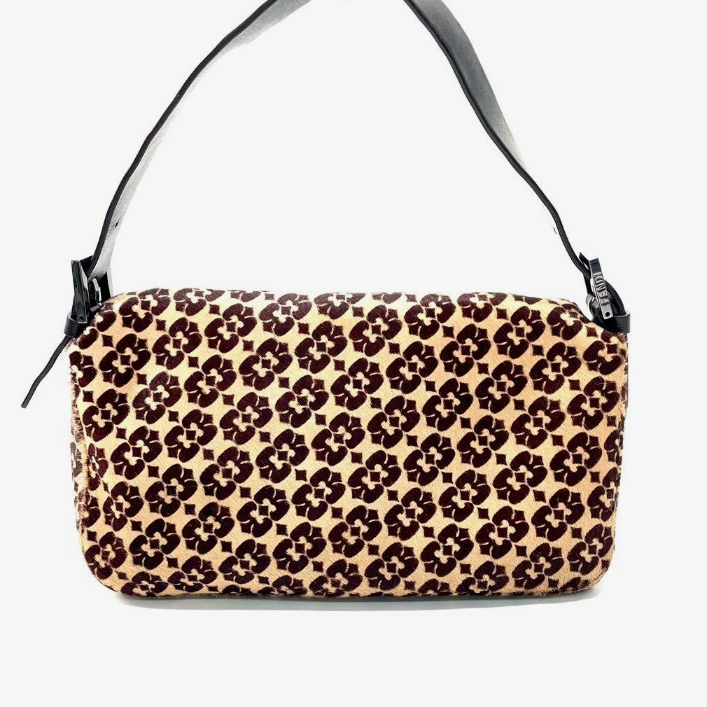 Fendi Baguette Ponyhair Double Flap Shoulder Bag