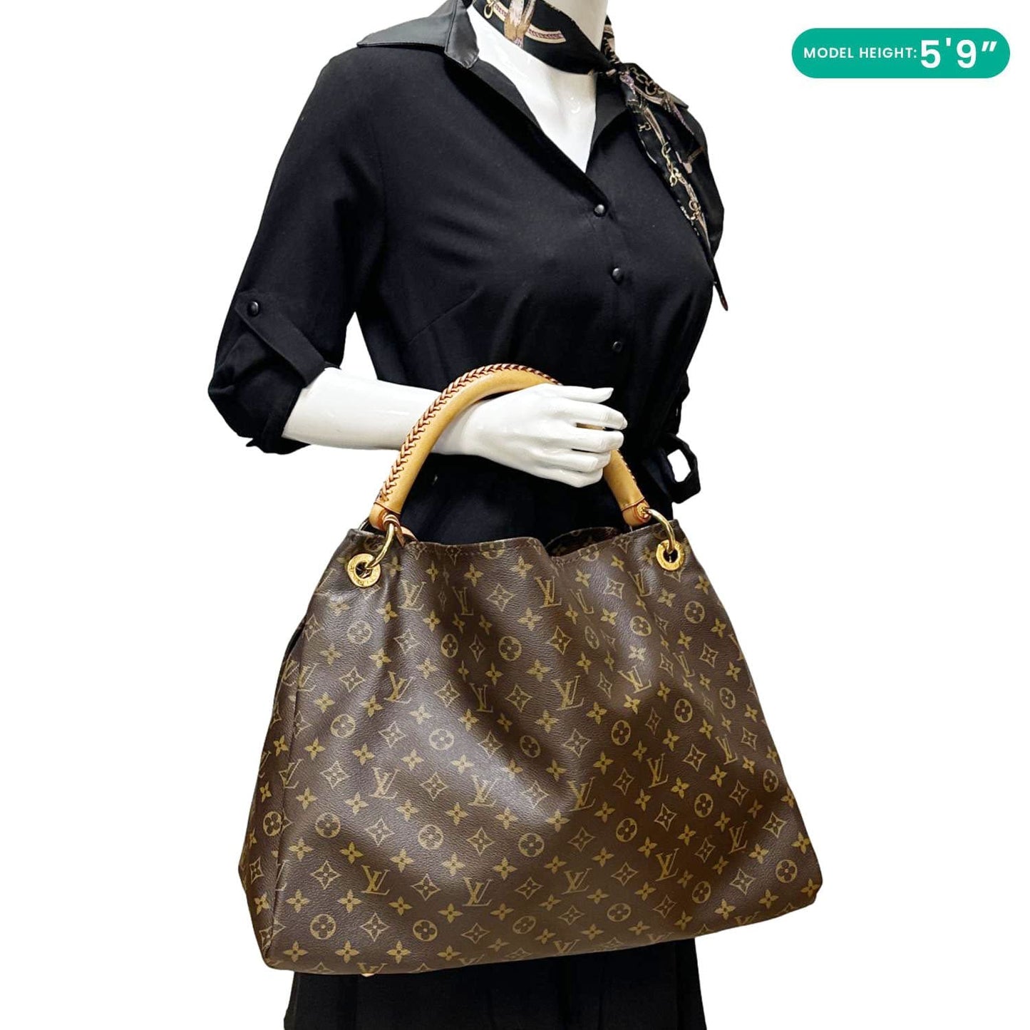 LOUIS VUITTON Artsy MM Monogram Canvas Hobo Bag Brown