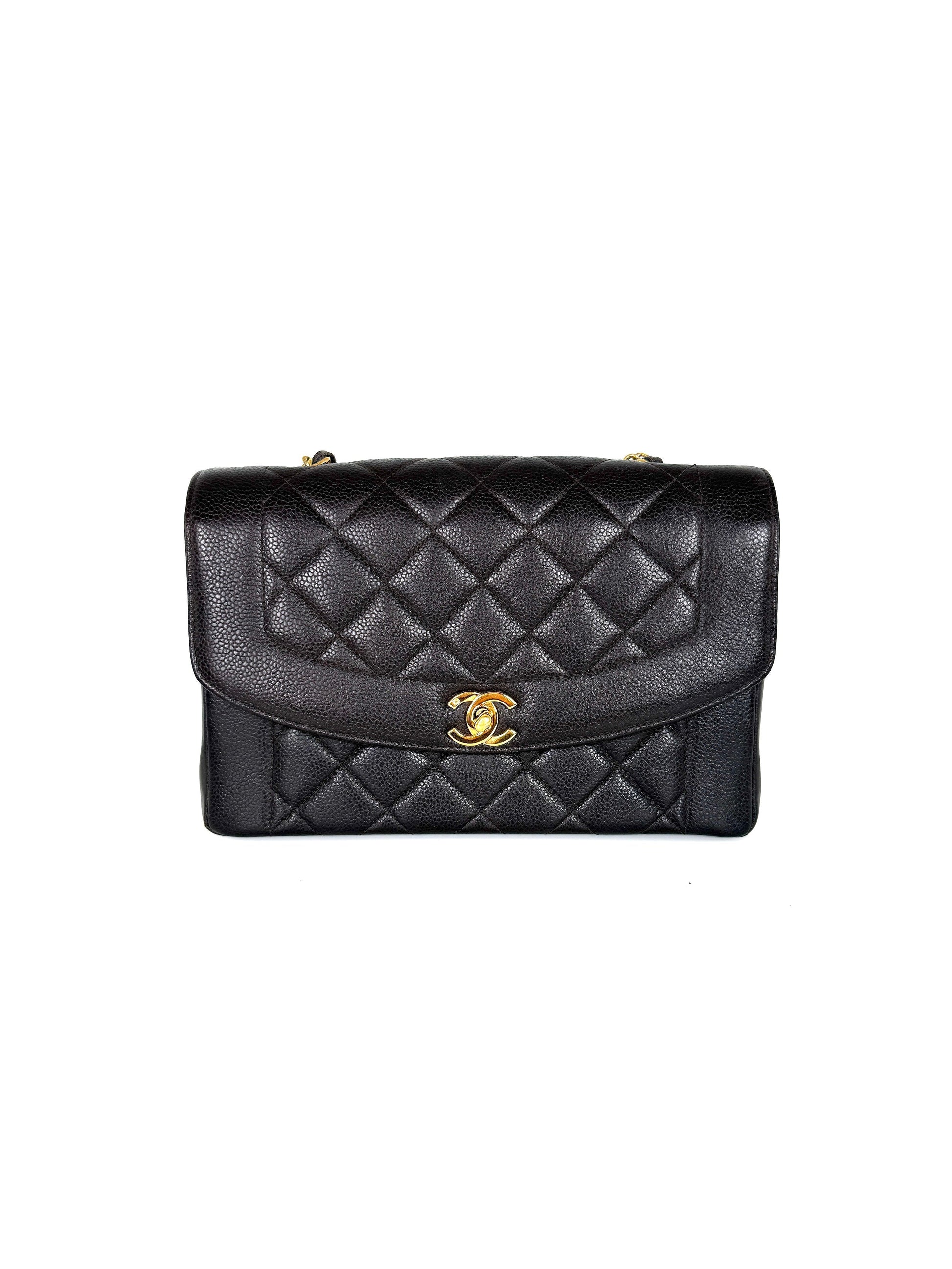 Chanel Diana Medium Brown Caviar Quilted Crossbody Bag - Rovelle Bags