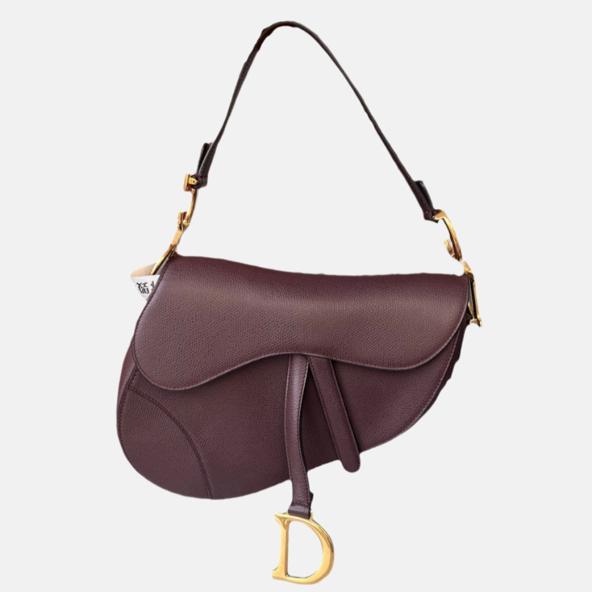 Dior Saddle Burgundy Medium Grained Leather Handbag