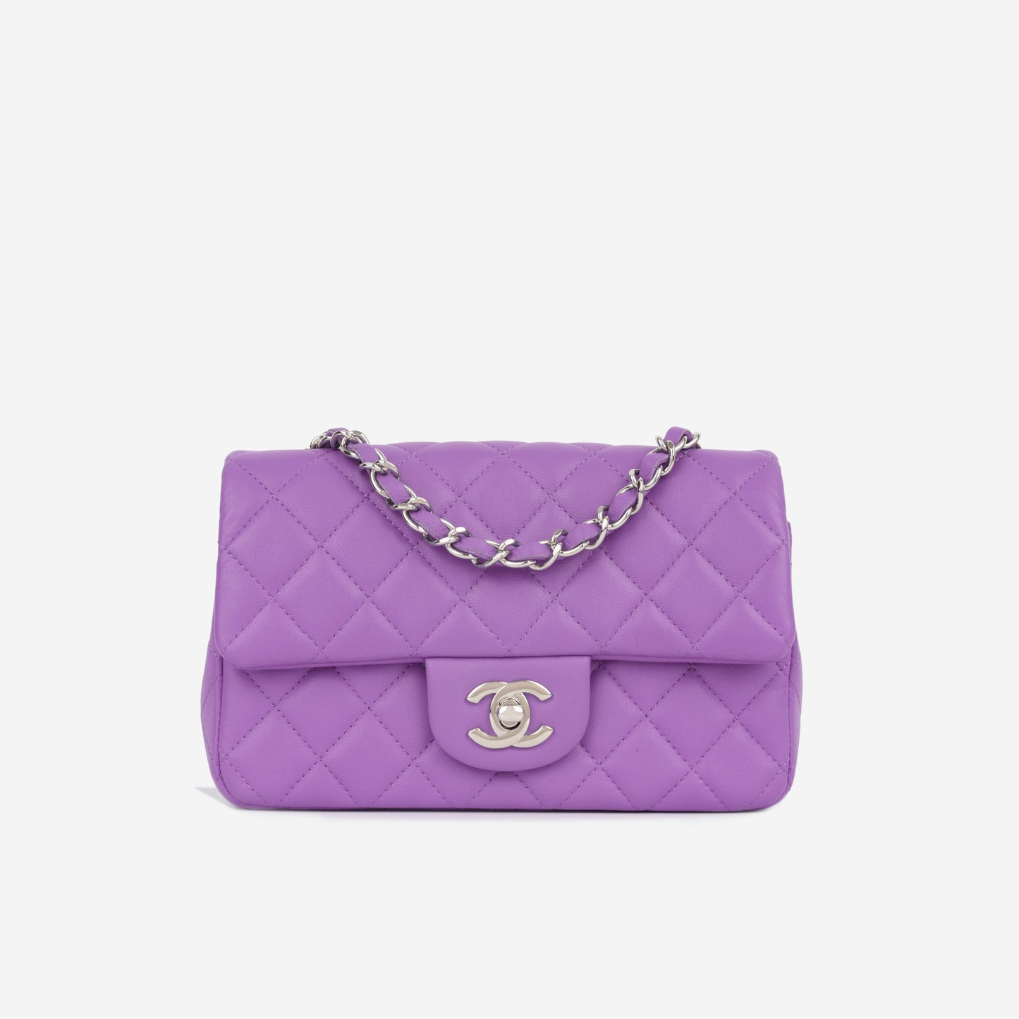 Chanel Classic Flap Lambskin Silver Shoulder Bag Style 22
