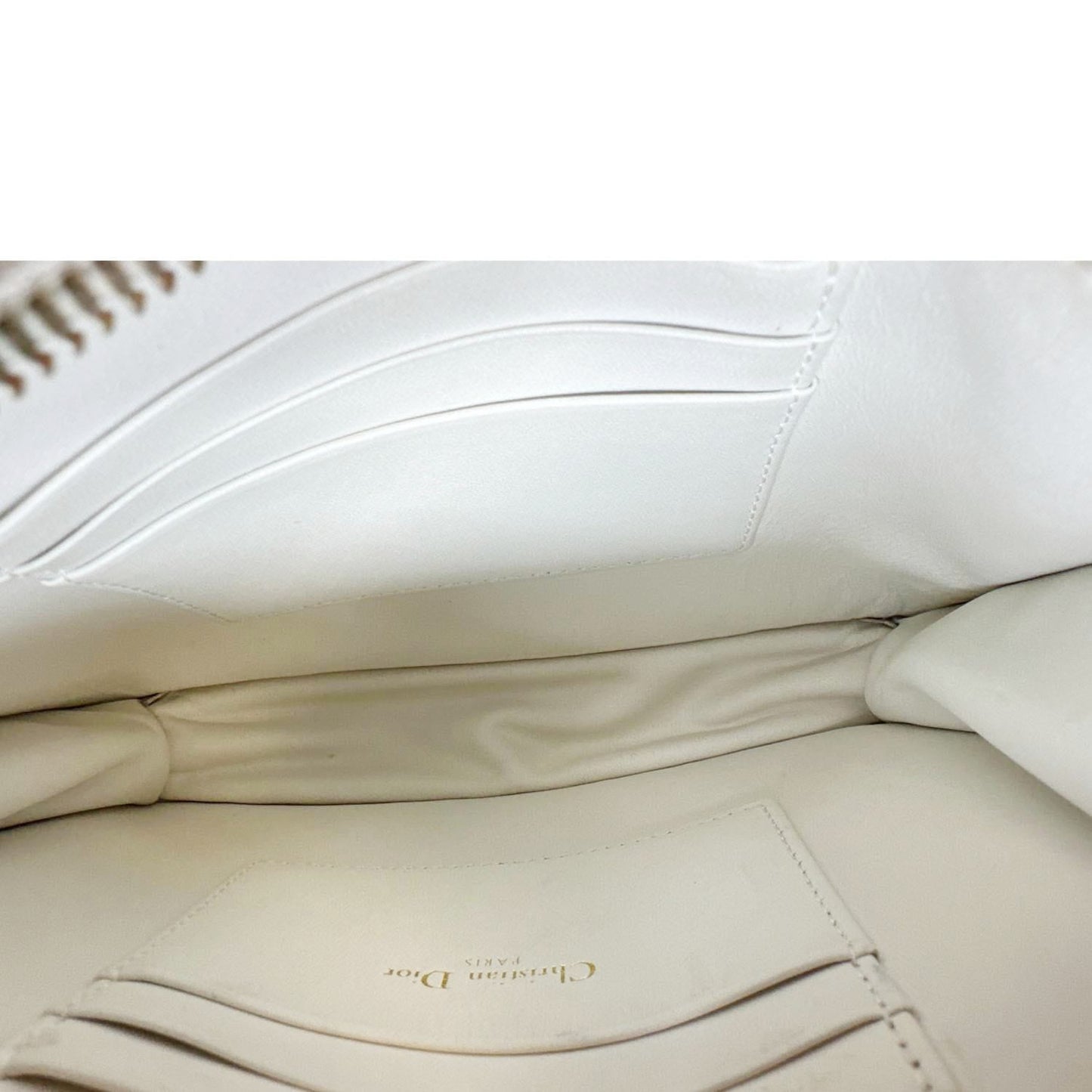 CHRISTIAN DIOR Caro Every Pouch Supple Cannage Leather Crossbody Bag Off White