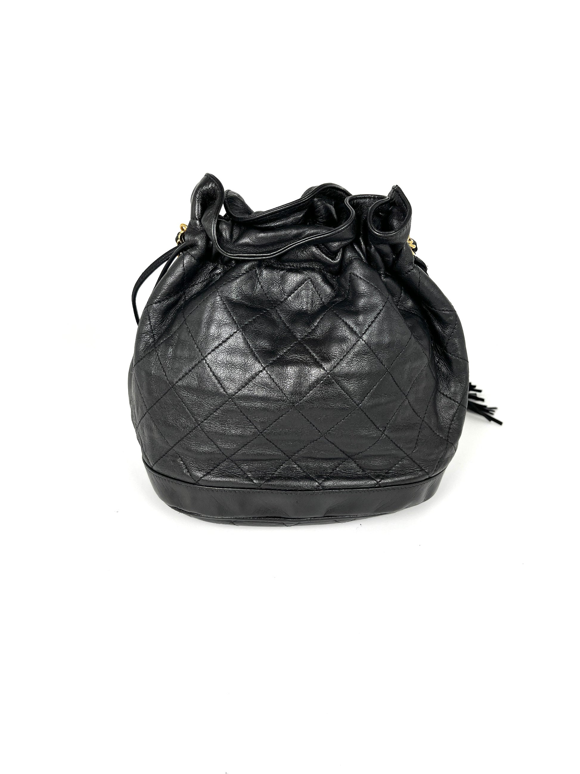 Chanel 24k Gold Black Lambskin Leather Shoulder Bag - Rovelle Bags