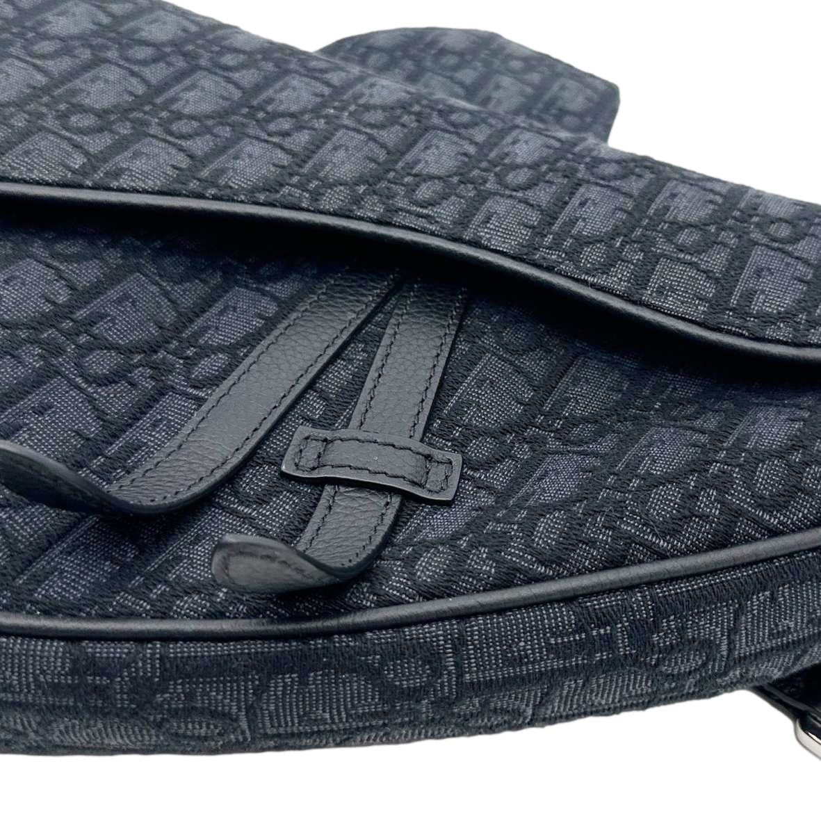 CHRISTIAN DIOR Saddle Oblique Jacquard Crossbody Bag Black