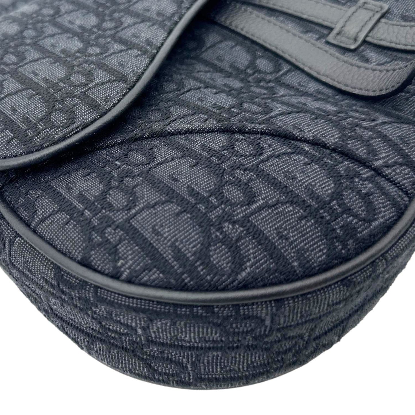 CHRISTIAN DIOR Saddle Oblique Jacquard Crossbody Bag Black