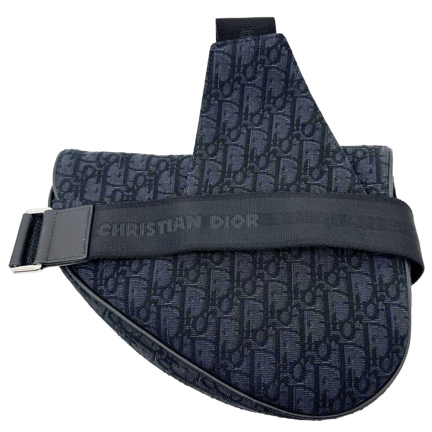 CHRISTIAN DIOR Saddle Oblique Jacquard Crossbody Bag Black