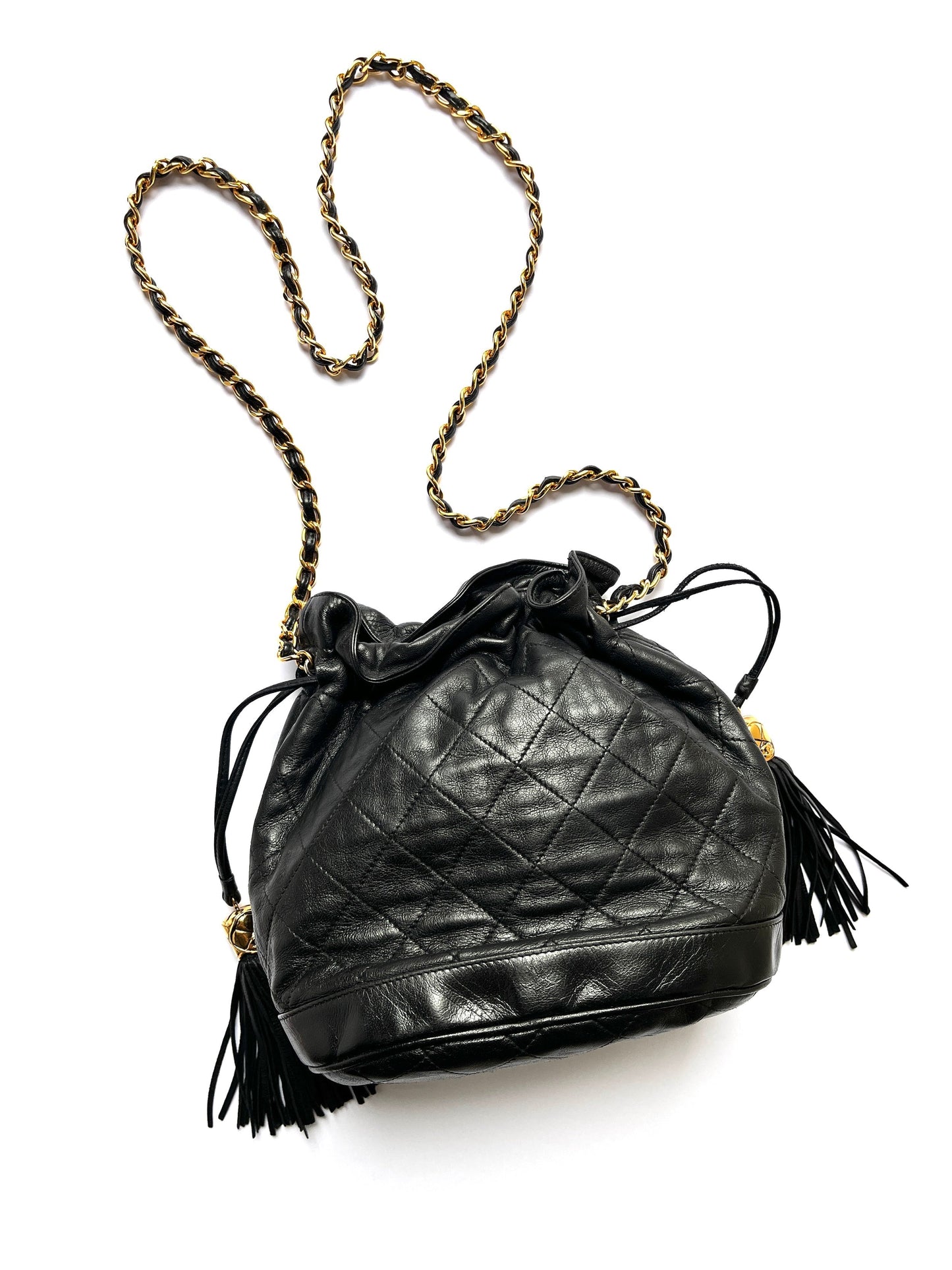 Chanel 24k Gold Black Lambskin Leather Shoulder Bag - Rovelle Bags