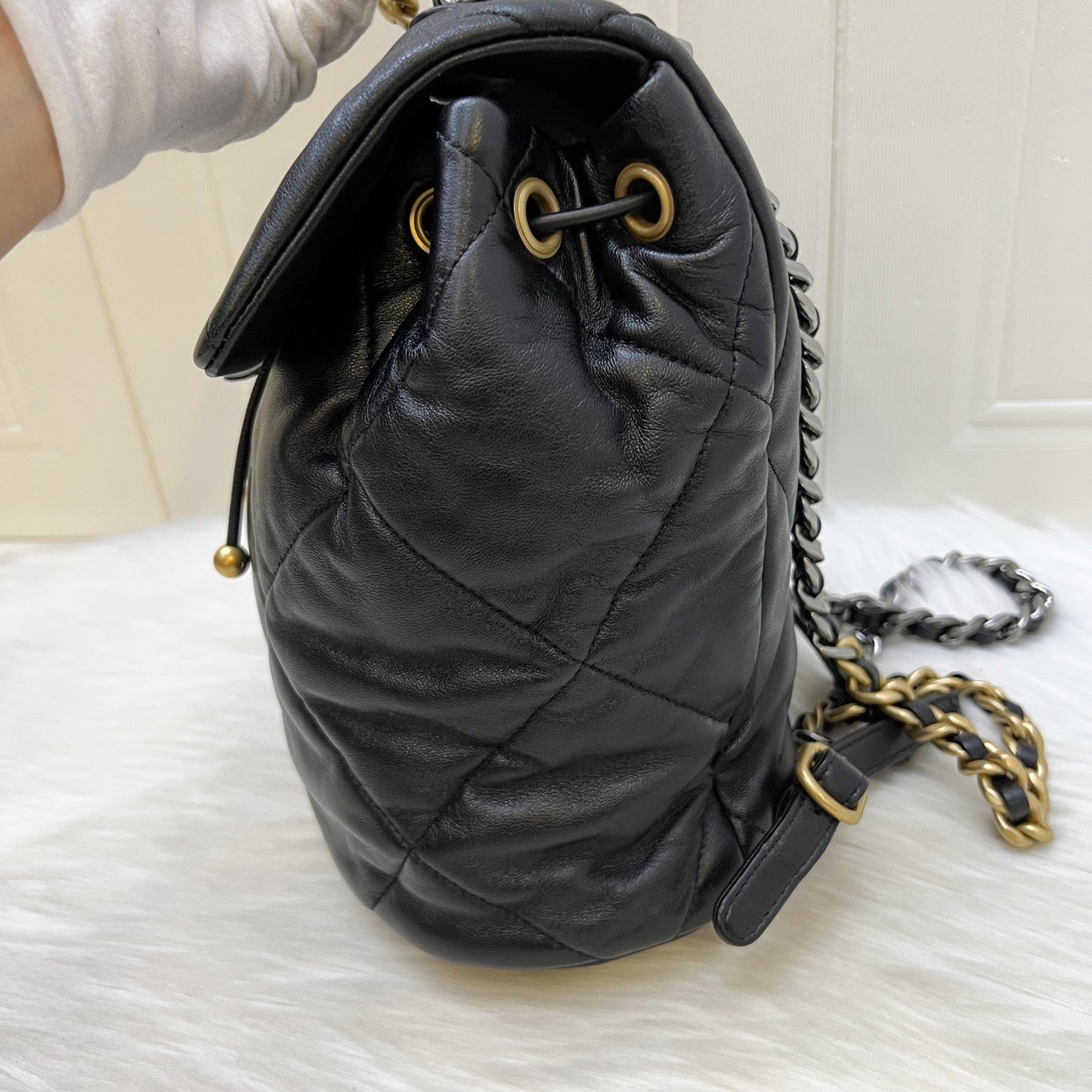 Chanel 19 Backpack in Black Shiny Backpack - Rovelle Bags