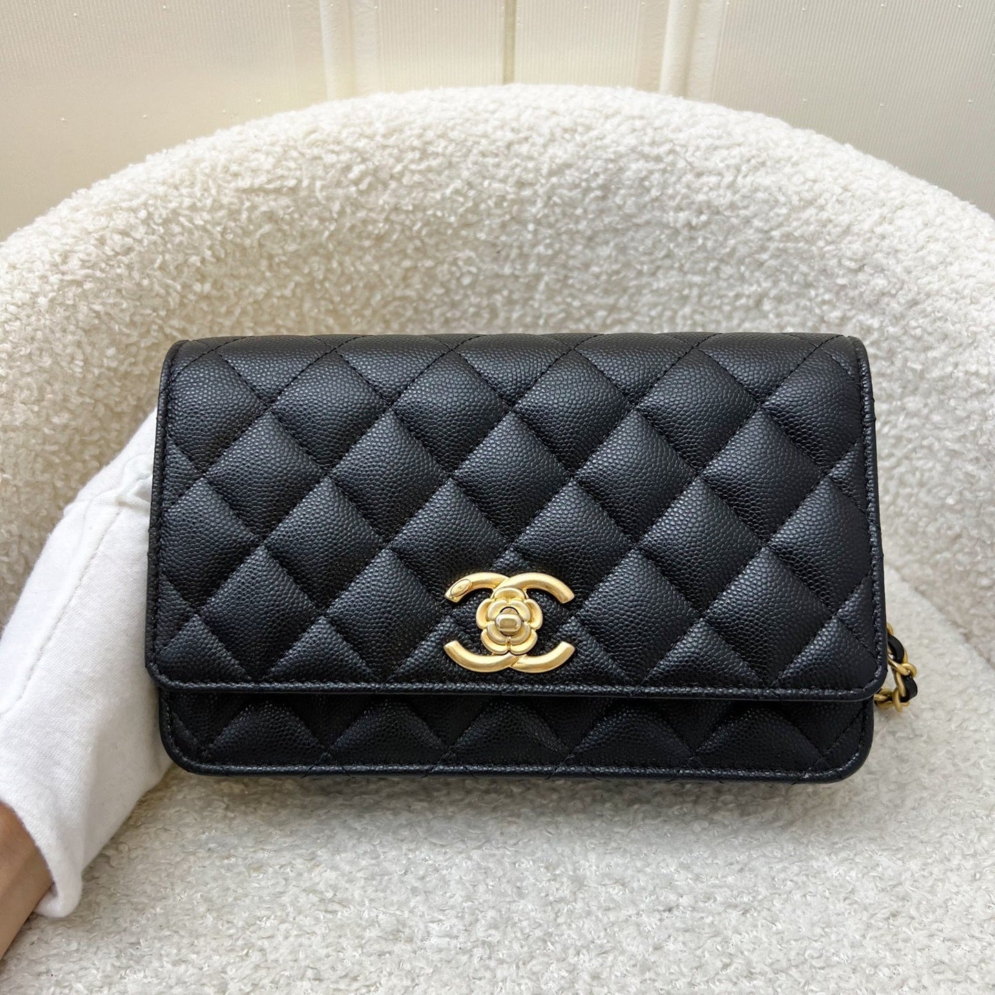 Chanel 23K Camellia Flower Wallet on Crossbody Bag - Rovelle Bags