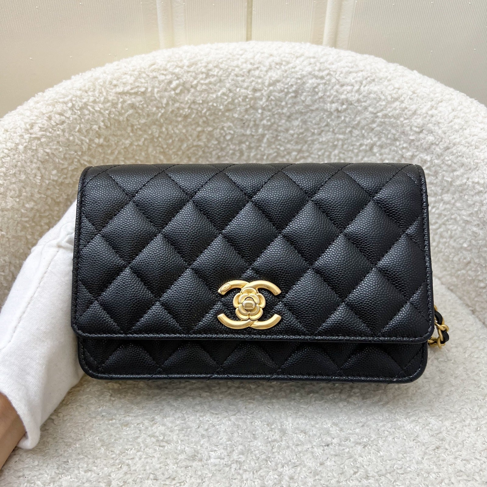 Chanel 23K Camellia Flower Wallet on Crossbody Bag - Rovelle Bags