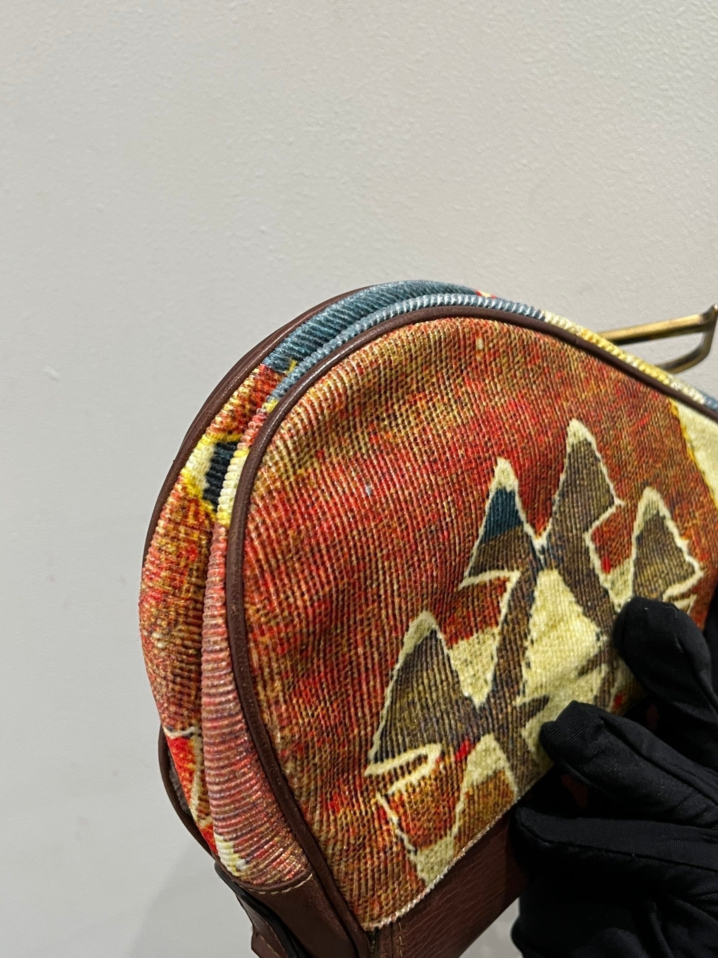 Dior Saddle bag brown leather and printed velvet RARE