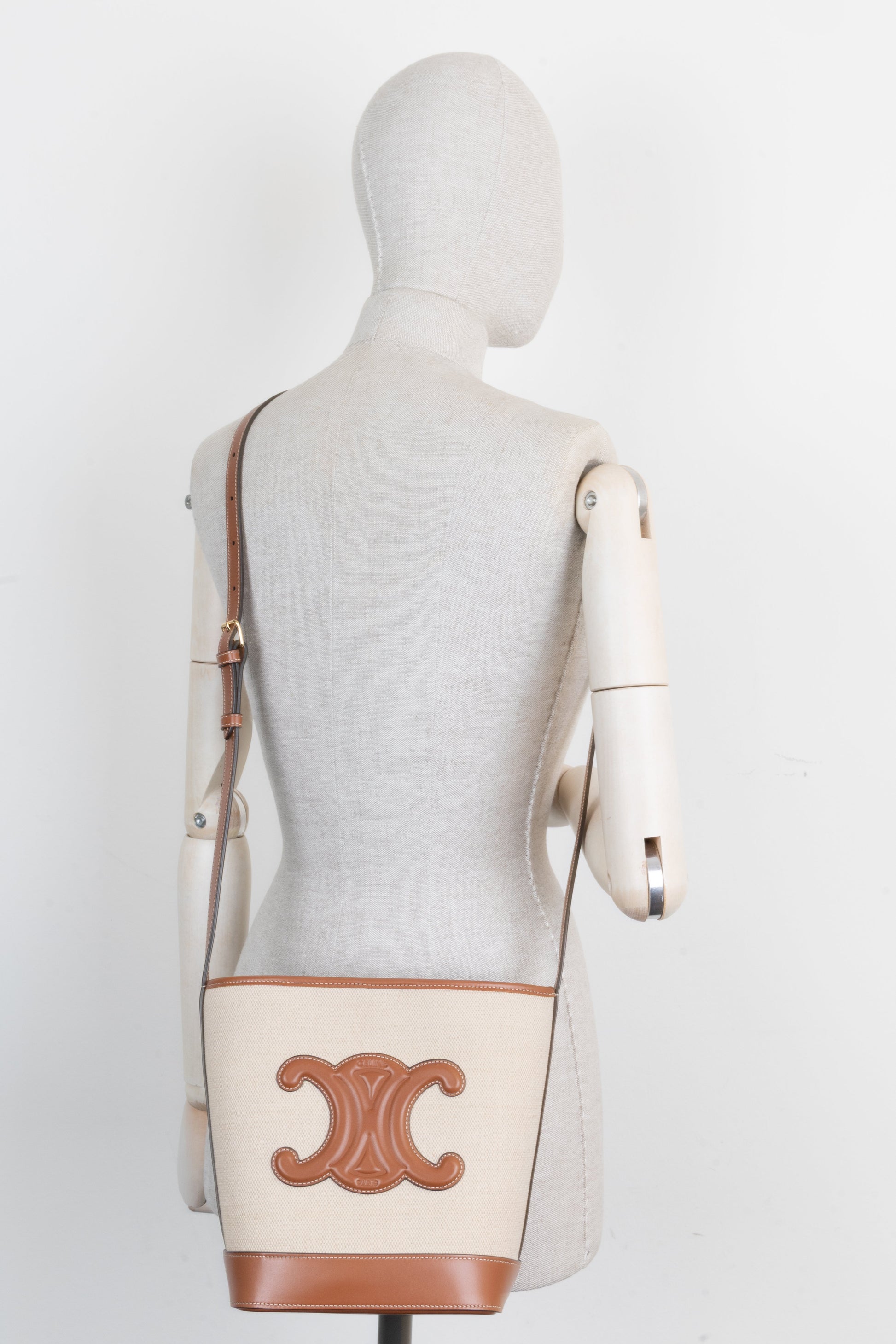 CELINE Small Bucket Bag Triomphe Canvas Brown