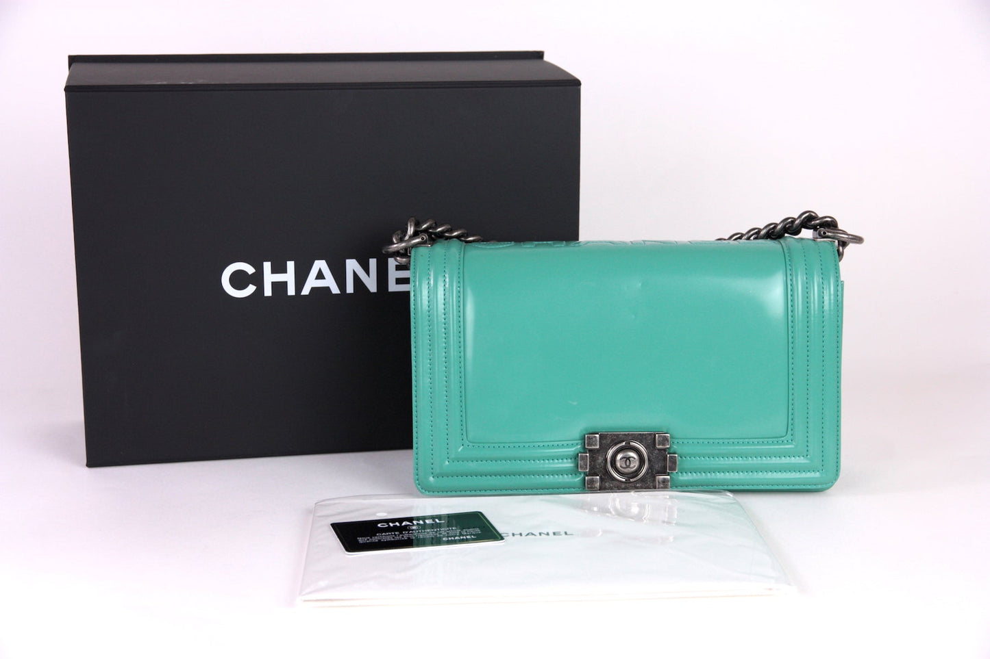 Chanel 2015 Medium Boy Green Handbag - Rovelle Bags
