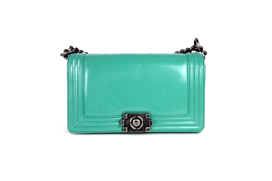 Chanel 2015 Medium Boy Green Handbag - Rovelle Bags