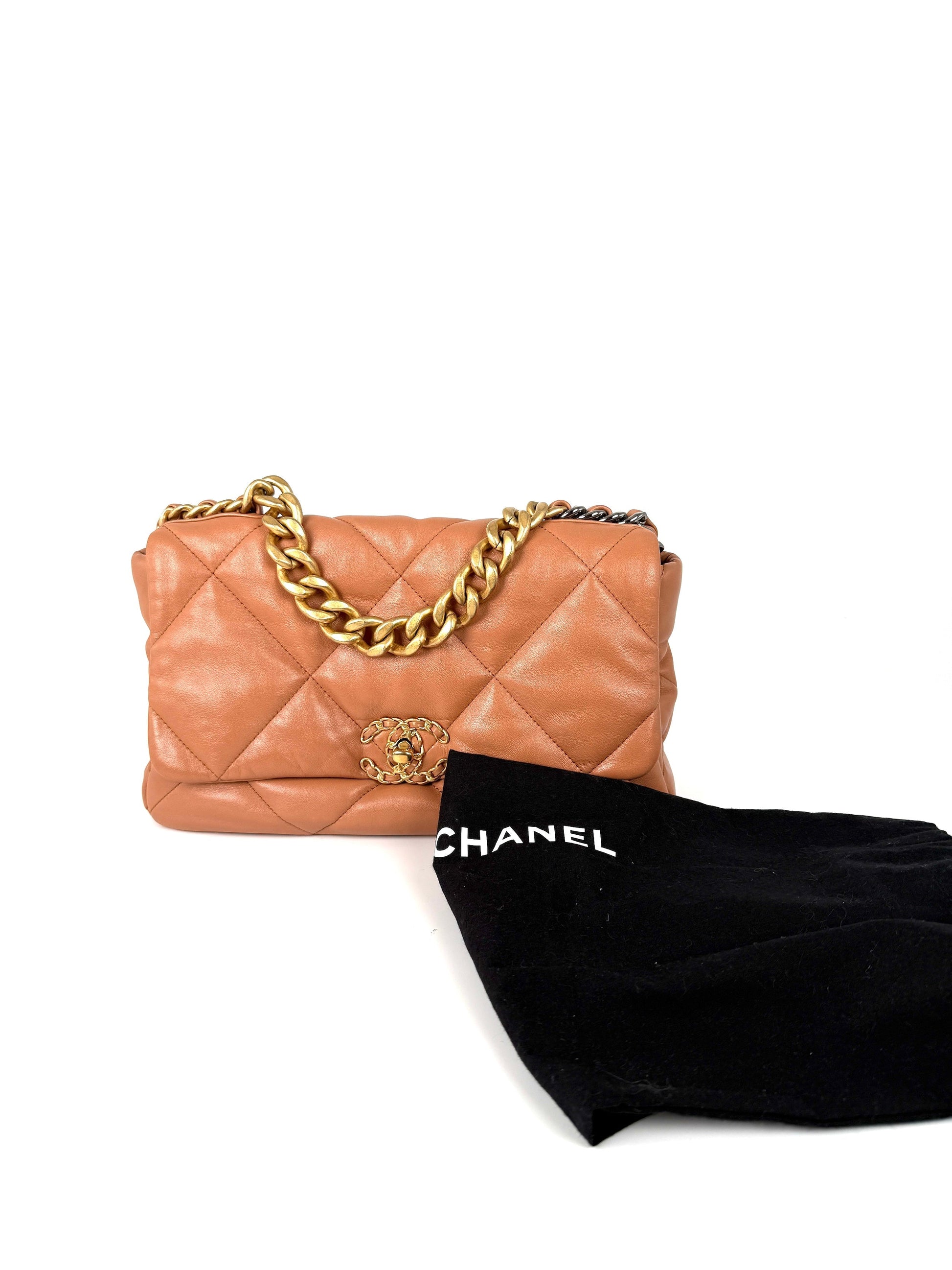 Chanel 19 2021 Large Brown Quilted Flap Bag - Rovelle Bags
