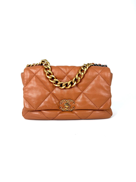 Chanel 19 2021 Large Brown Quilted Flap Bag - Rovelle Bags