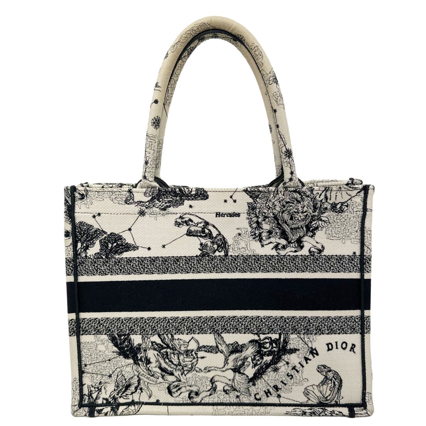 CHRISTIAN DIOR Book Medium Embroidered Canvas Tote Bag White