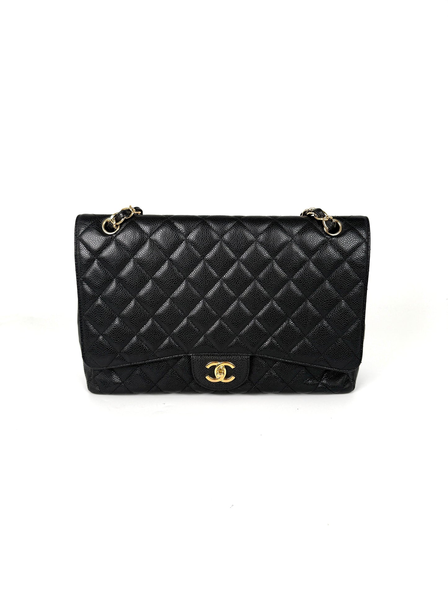 Chanel Maxi Jumbo Classic Black Caviar Shoulder Bag - Rovelle Bags