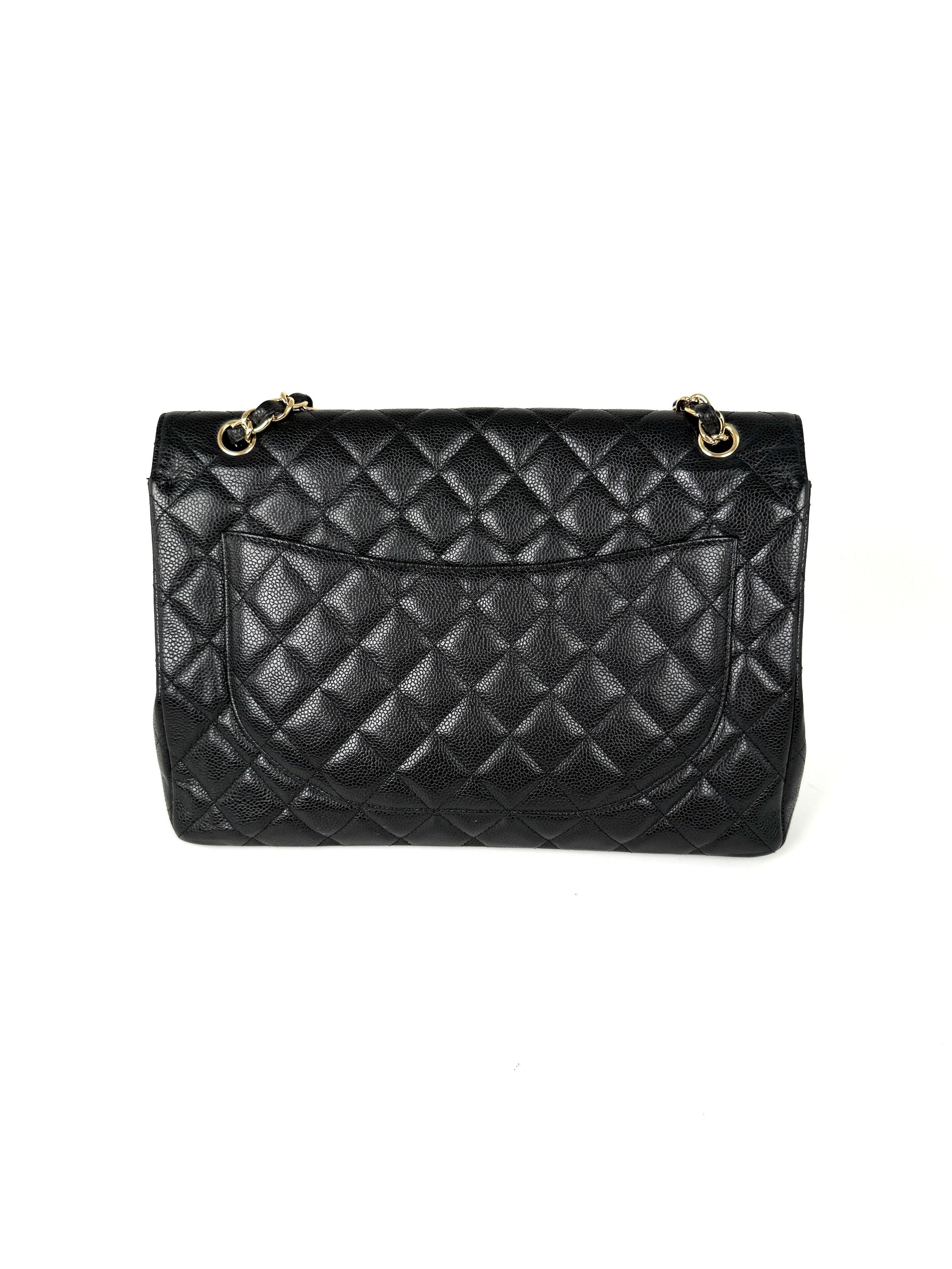 Chanel Maxi Jumbo Classic Black Caviar Shoulder Bag - Rovelle Bags