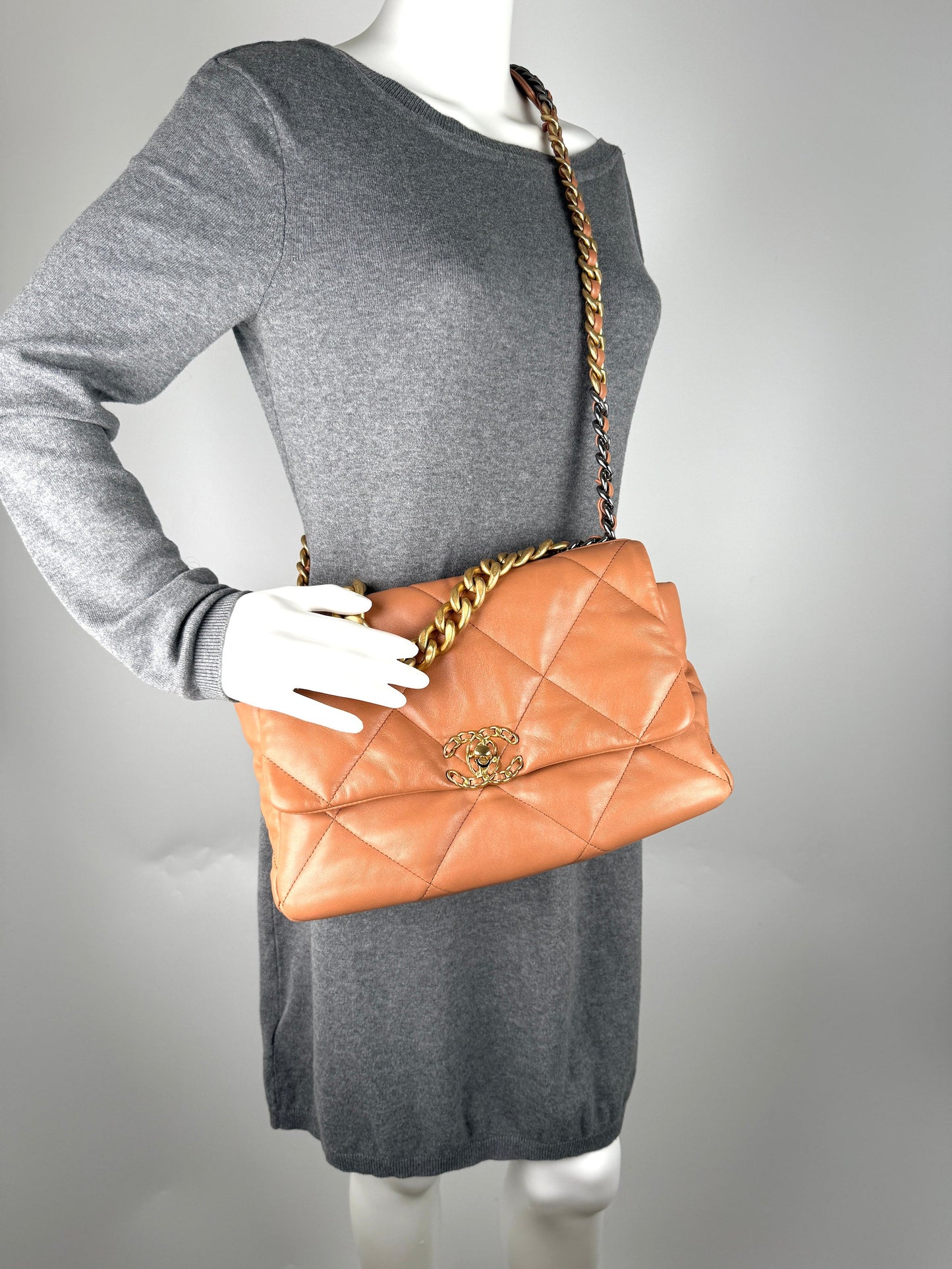 Chanel 19 2021 Large Brown Quilted Flap Bag - Rovelle Bags
