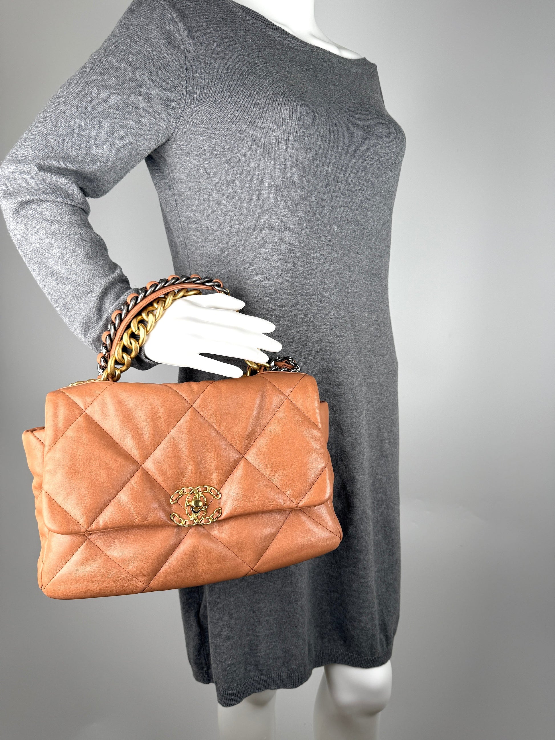 Chanel 19 2021 Large Brown Quilted Flap Bag - Rovelle Bags