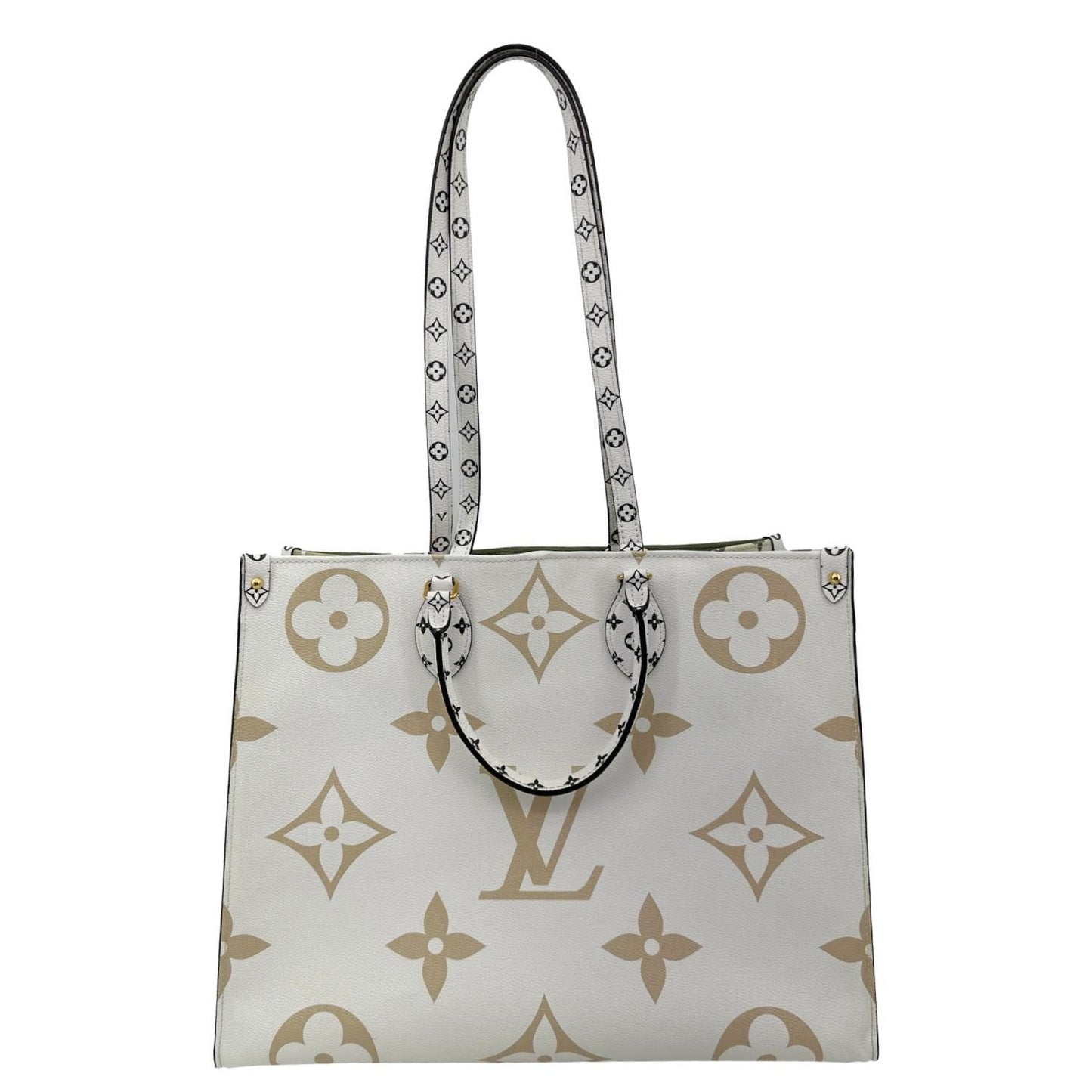 LOUIS VUITTON Onthego GM Giant Monogram Canvas Tote Shoulder Bag Khaki Green