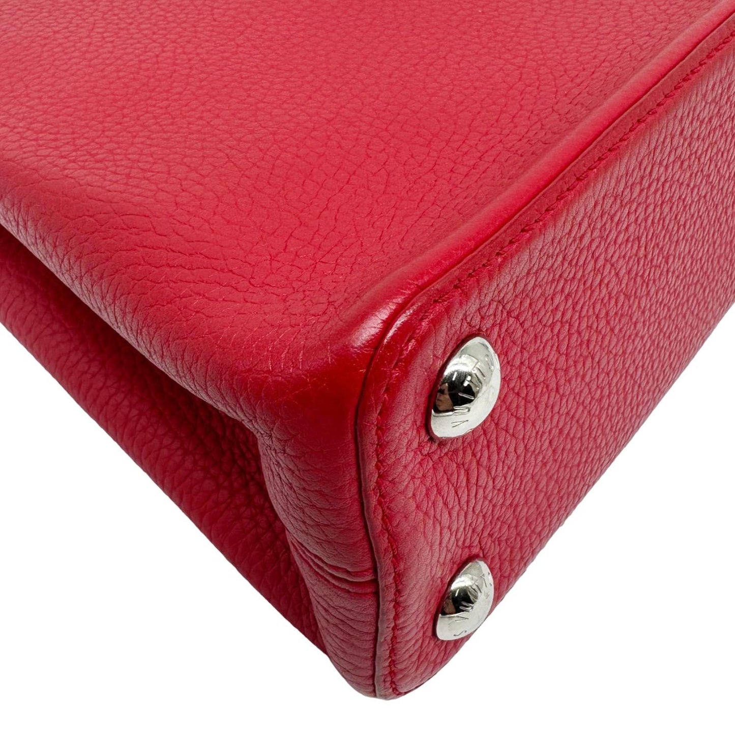 LOUIS VUITTON Capucines BB Python Handle Leather Crossbody Bag Red