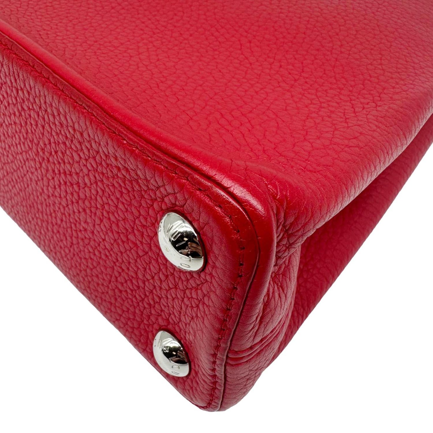 LOUIS VUITTON Capucines BB Python Handle Leather Crossbody Bag Red