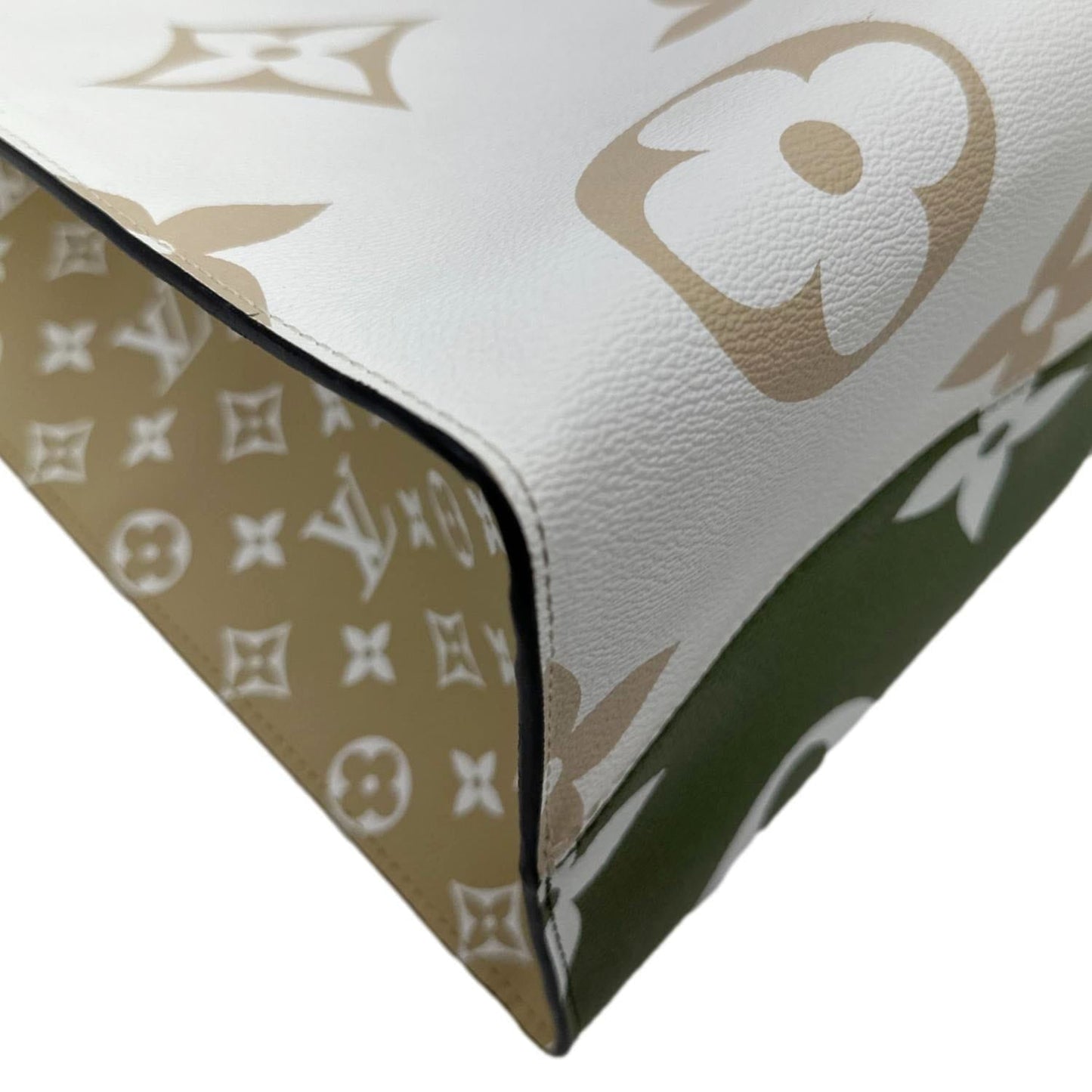 LOUIS VUITTON Onthego GM Giant Monogram Canvas Tote Shoulder Bag Khaki Green