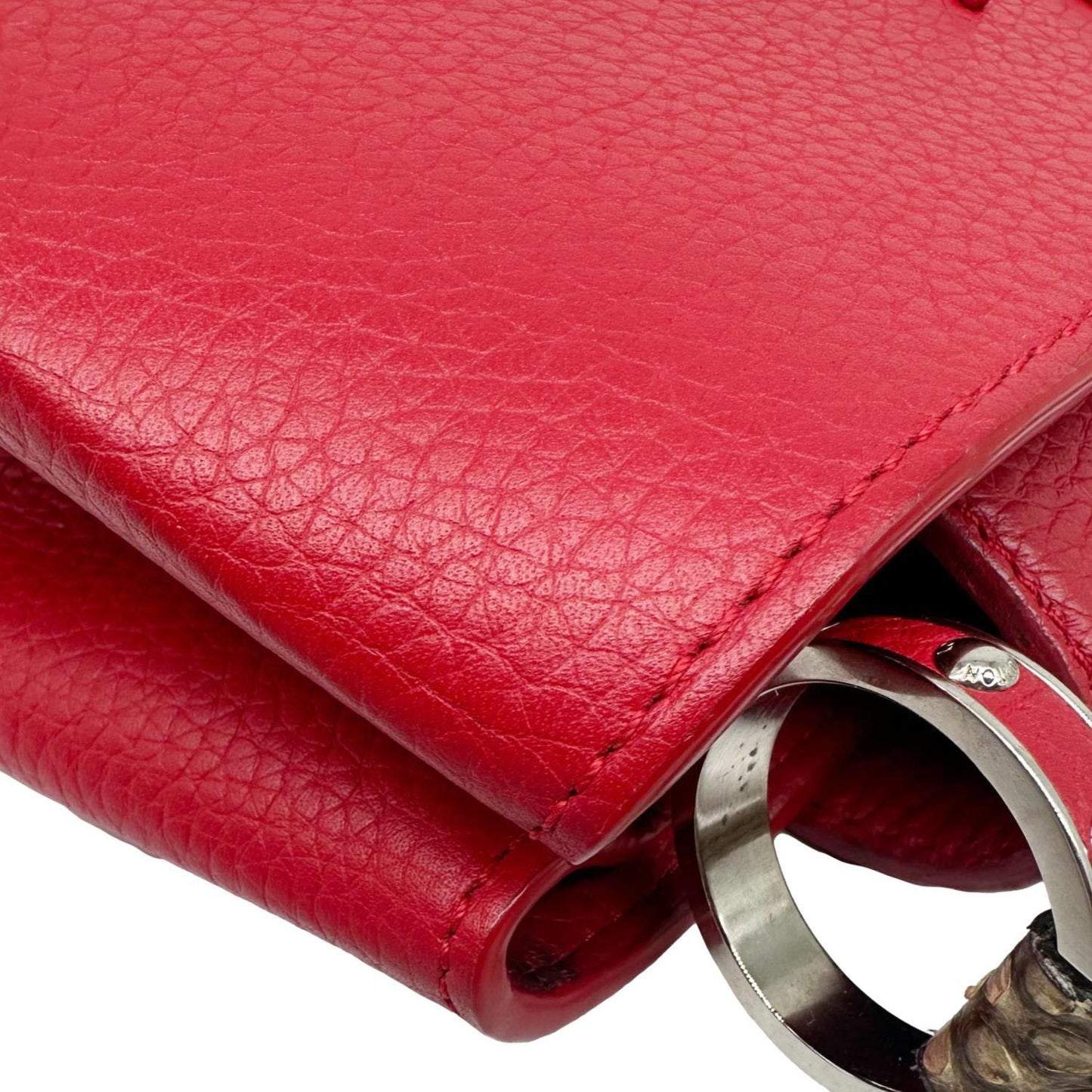 LOUIS VUITTON Capucines BB Python Handle Leather Crossbody Bag Red
